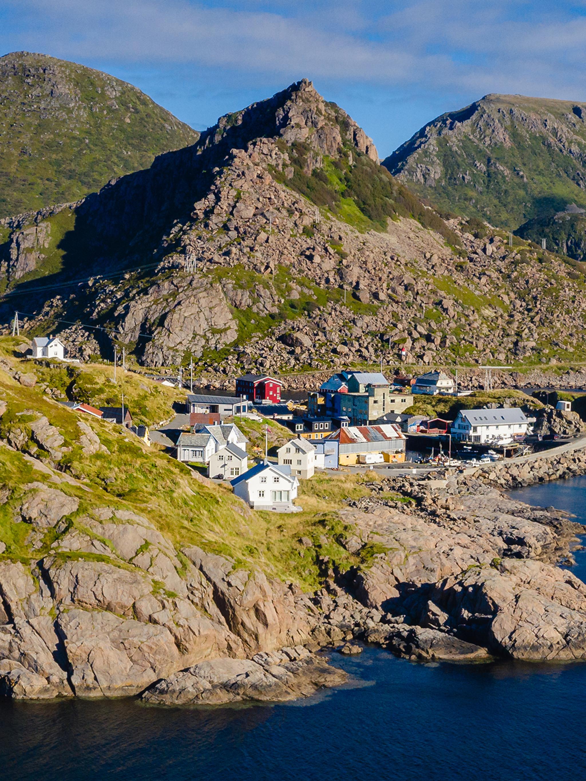 Small houses in a fishing village in Vesterålen.
