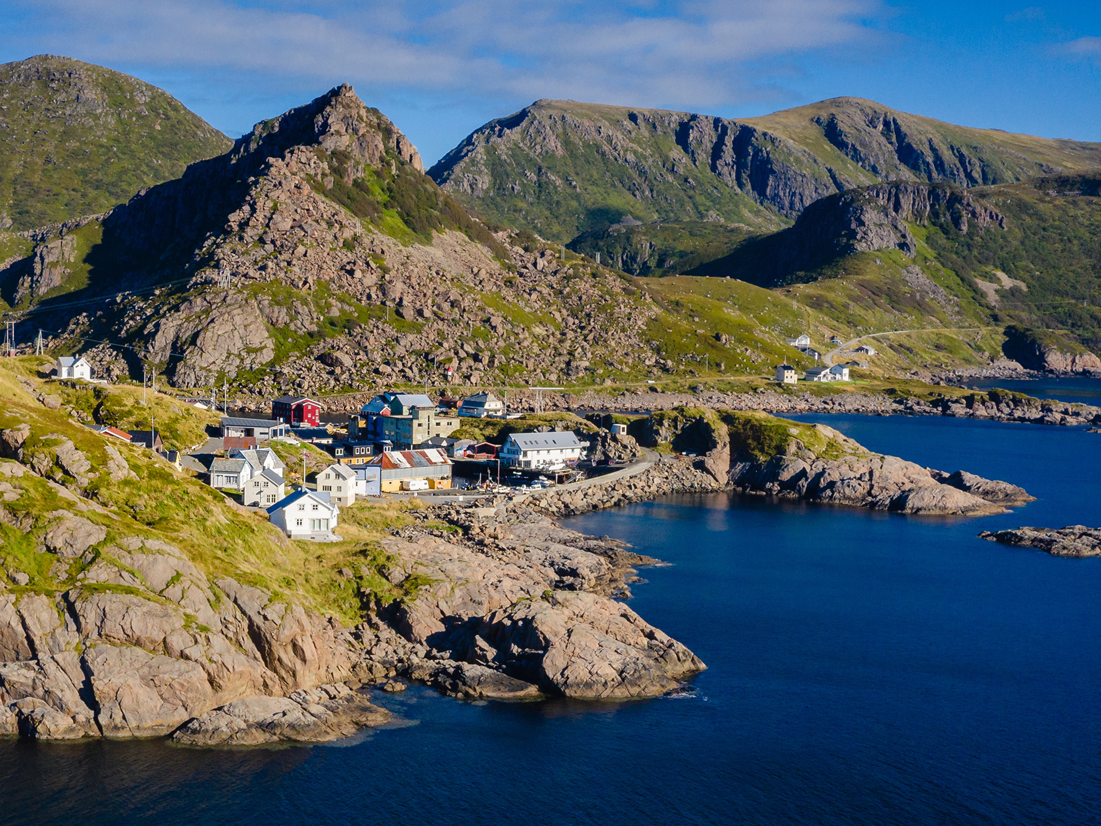 Small houses in a fishing village in Vesterålen.