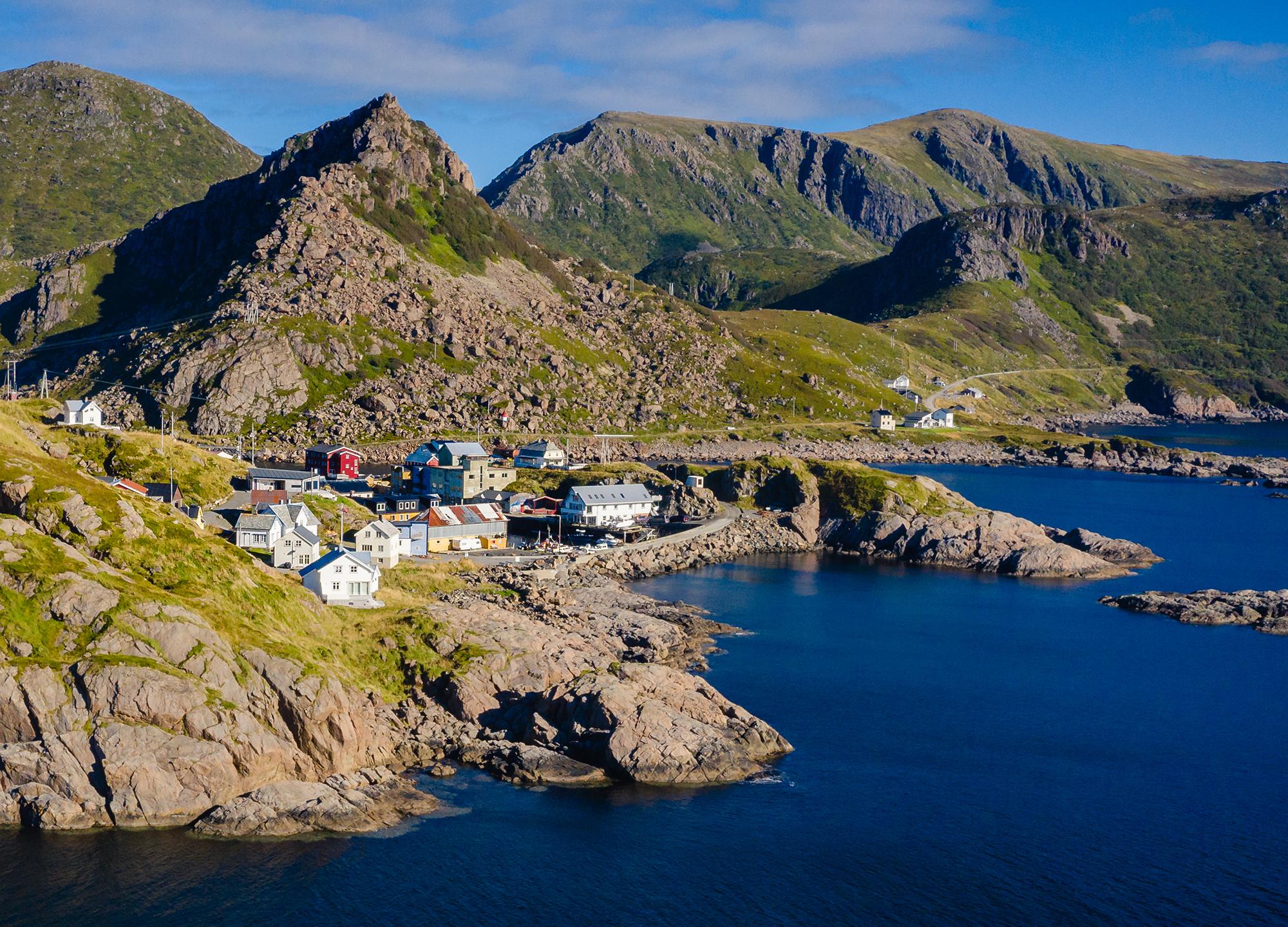 Small houses in a fishing village in Vesterålen.