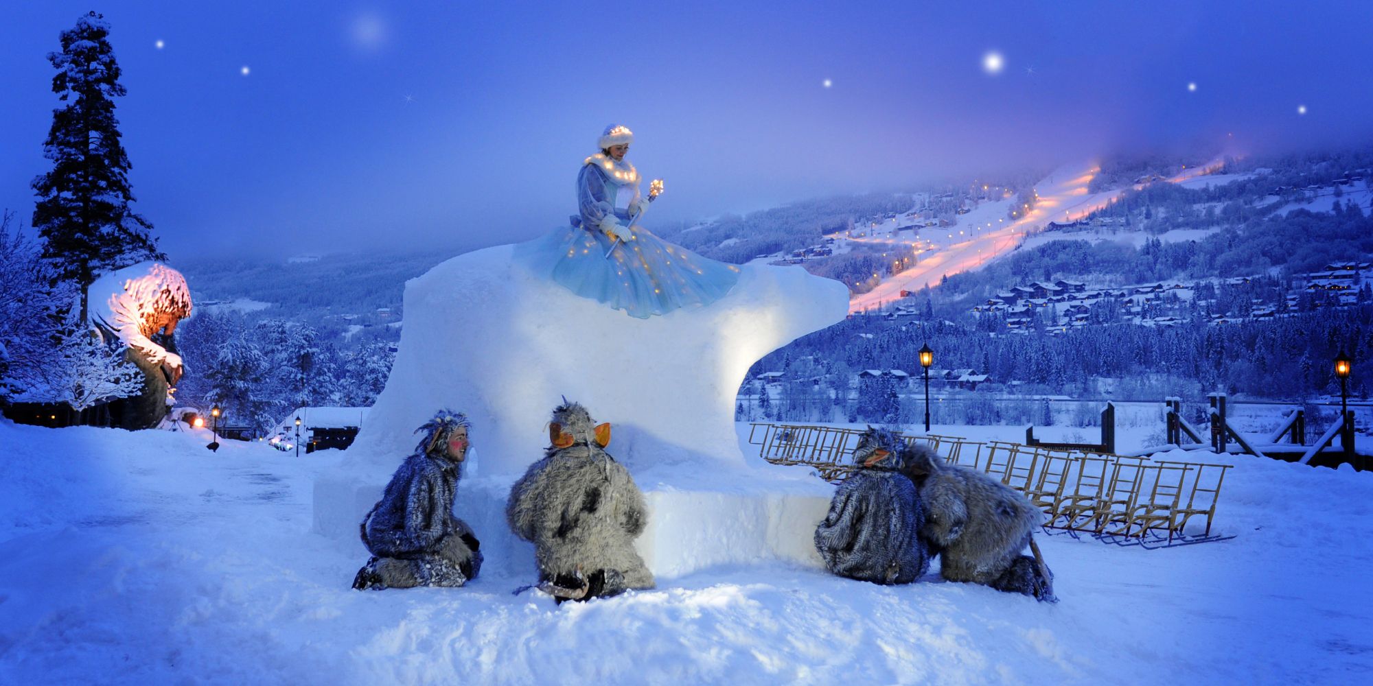 Hunderfossen winter park in Lillehammer, Eastern Norway