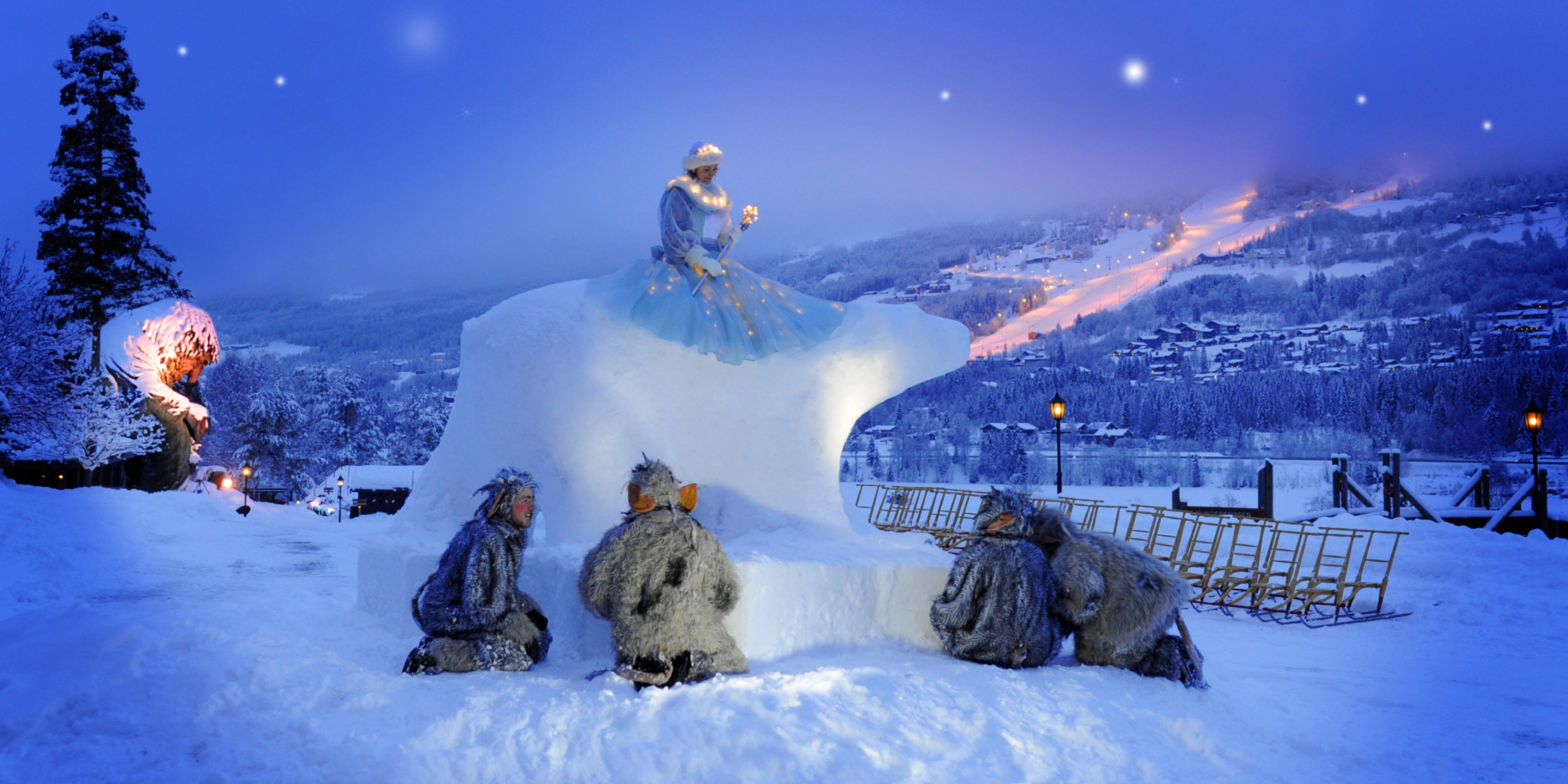 Hunderfossen winter park in Lillehammer, Eastern Norway