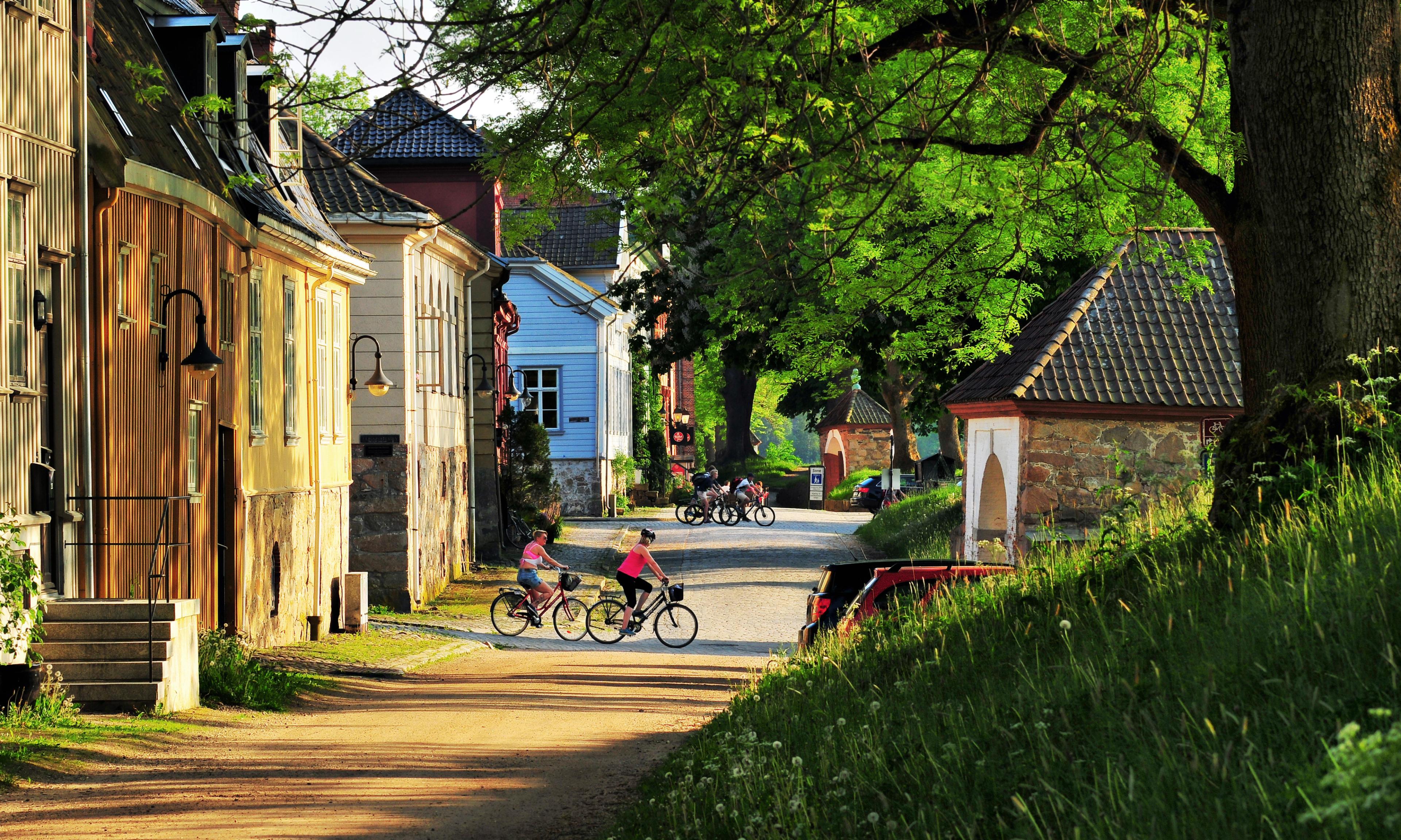 The cozy streets of Gamlebyen "old town" in Fredrikstad, Eastern Norway