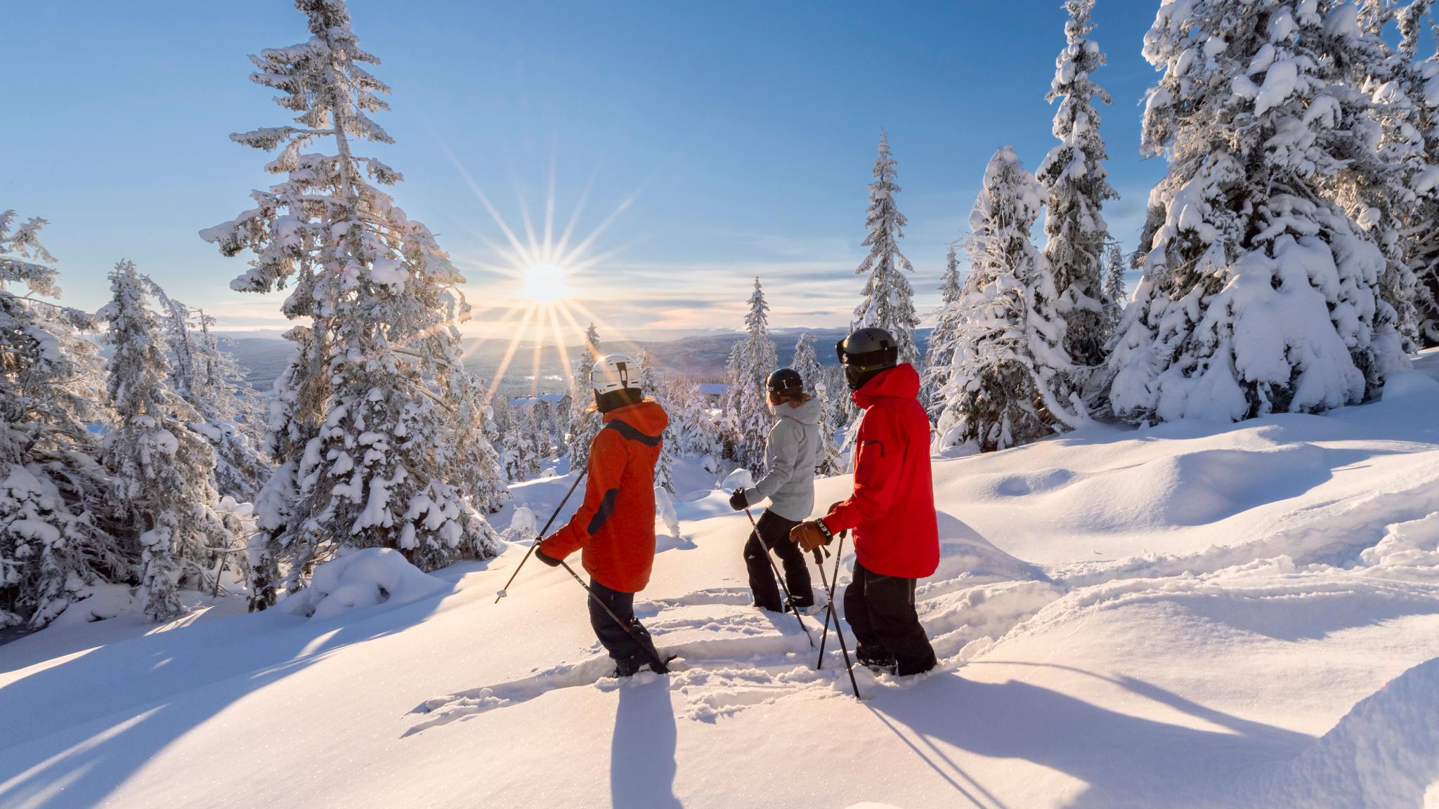 Three friends skiing in Trysil