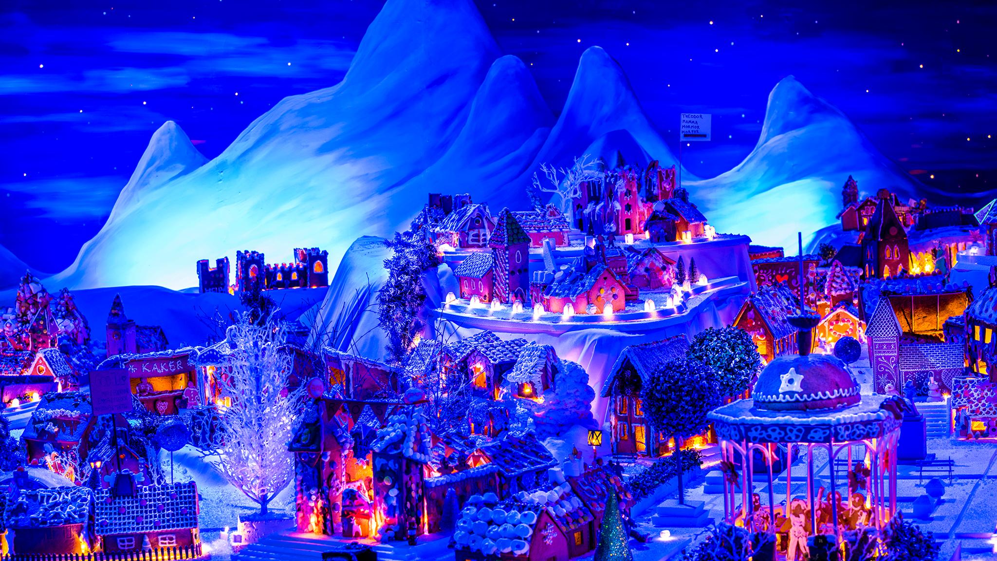 Gingerbread town in Bergen, in December