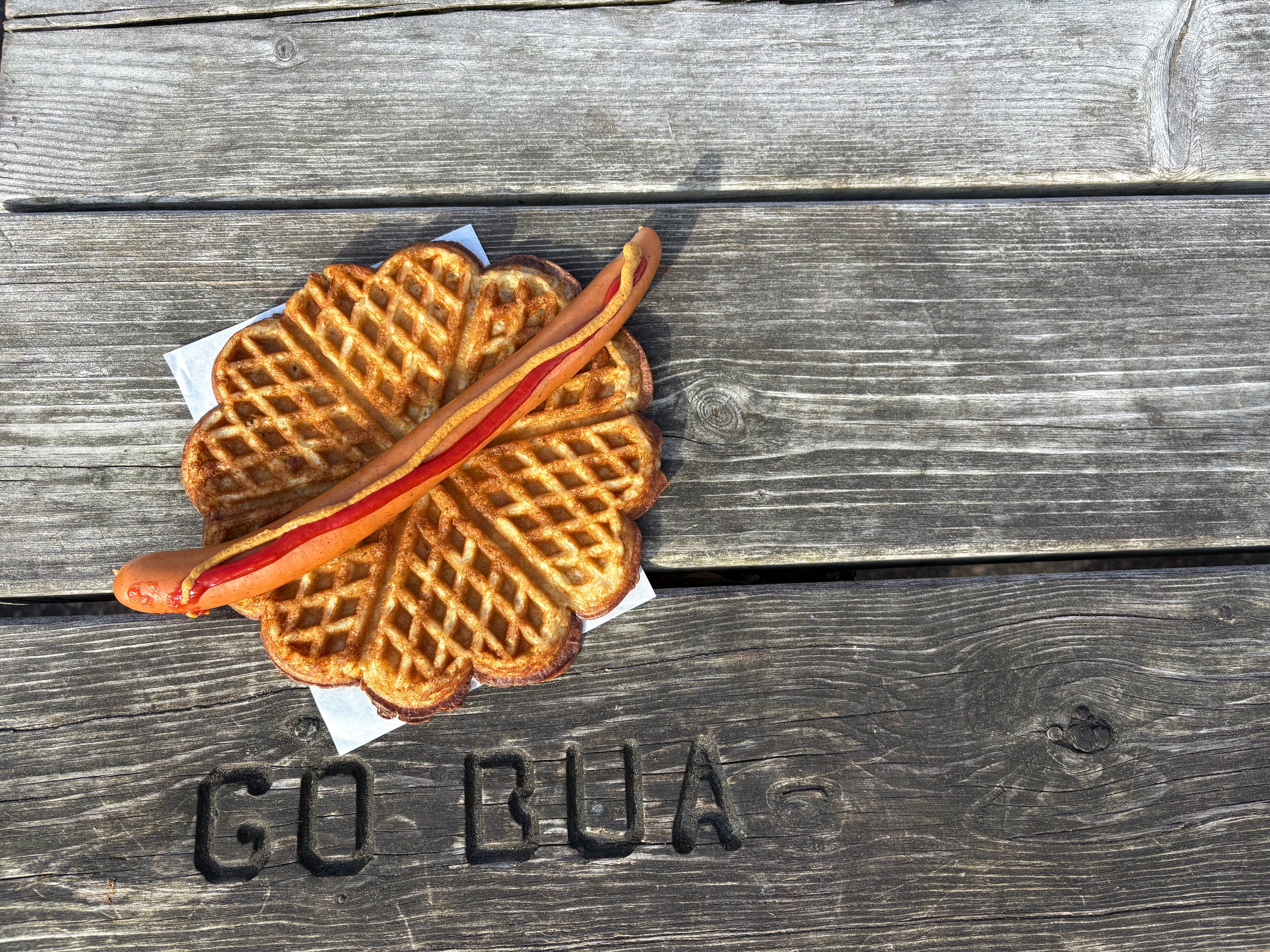 A hot dog in a Norwegian waffle in Moss
