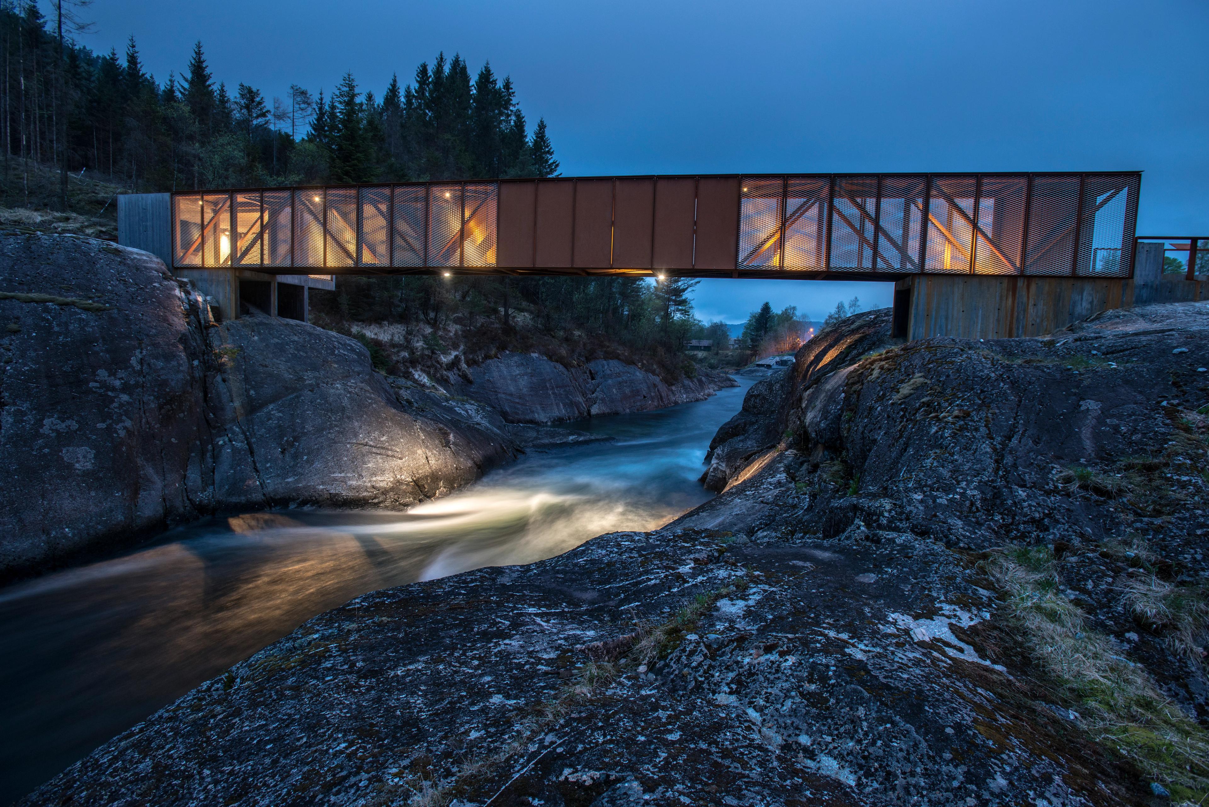 The Høsebrua bridge above the Suldalslågen river in Ryfylke, Fjord Norway