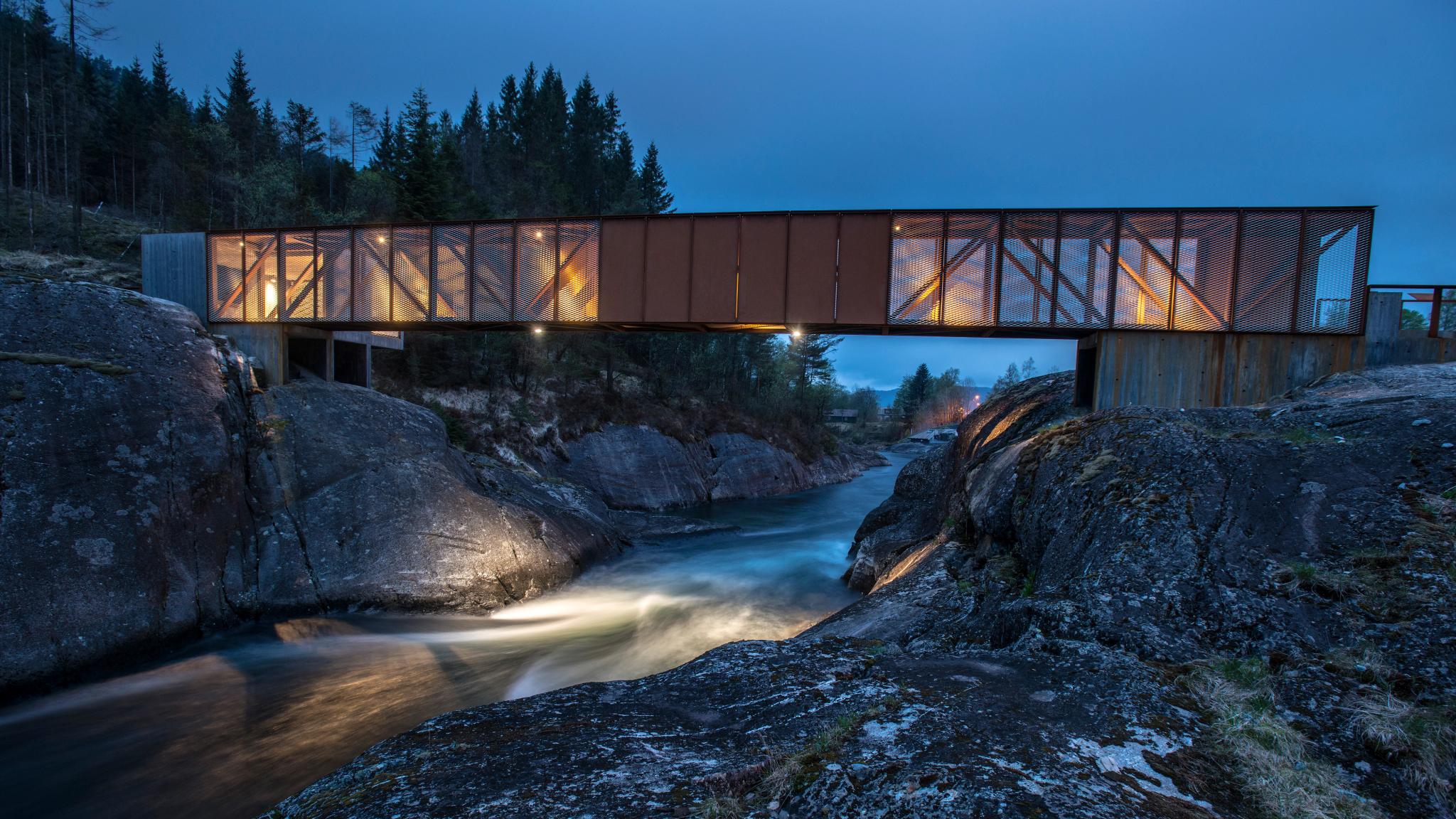 The Høsebrua bridge above the Suldalslågen river in Ryfylke, Fjord Norway