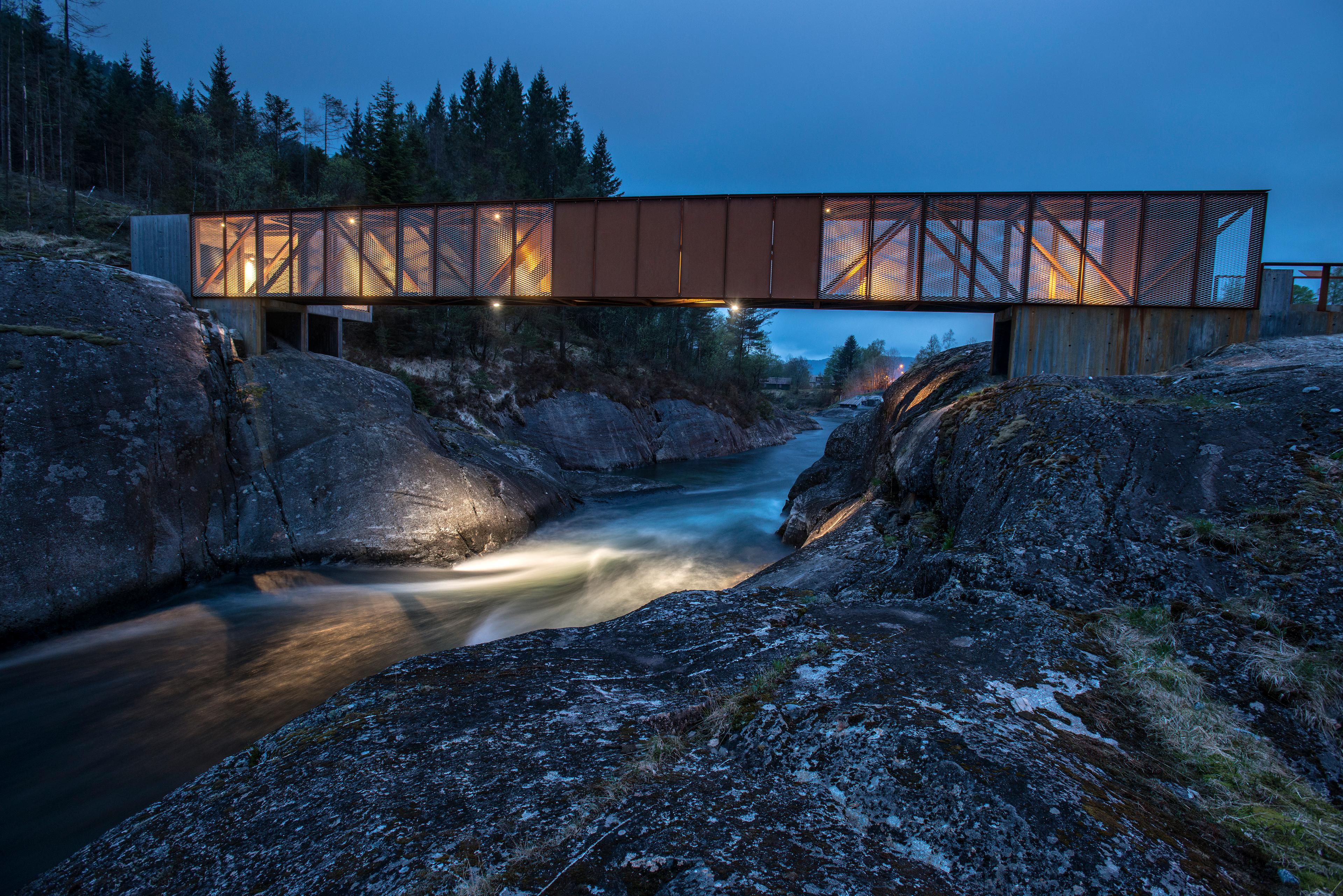 The Høsebrua bridge above the Suldalslågen river in Ryfylke, Fjord Norway