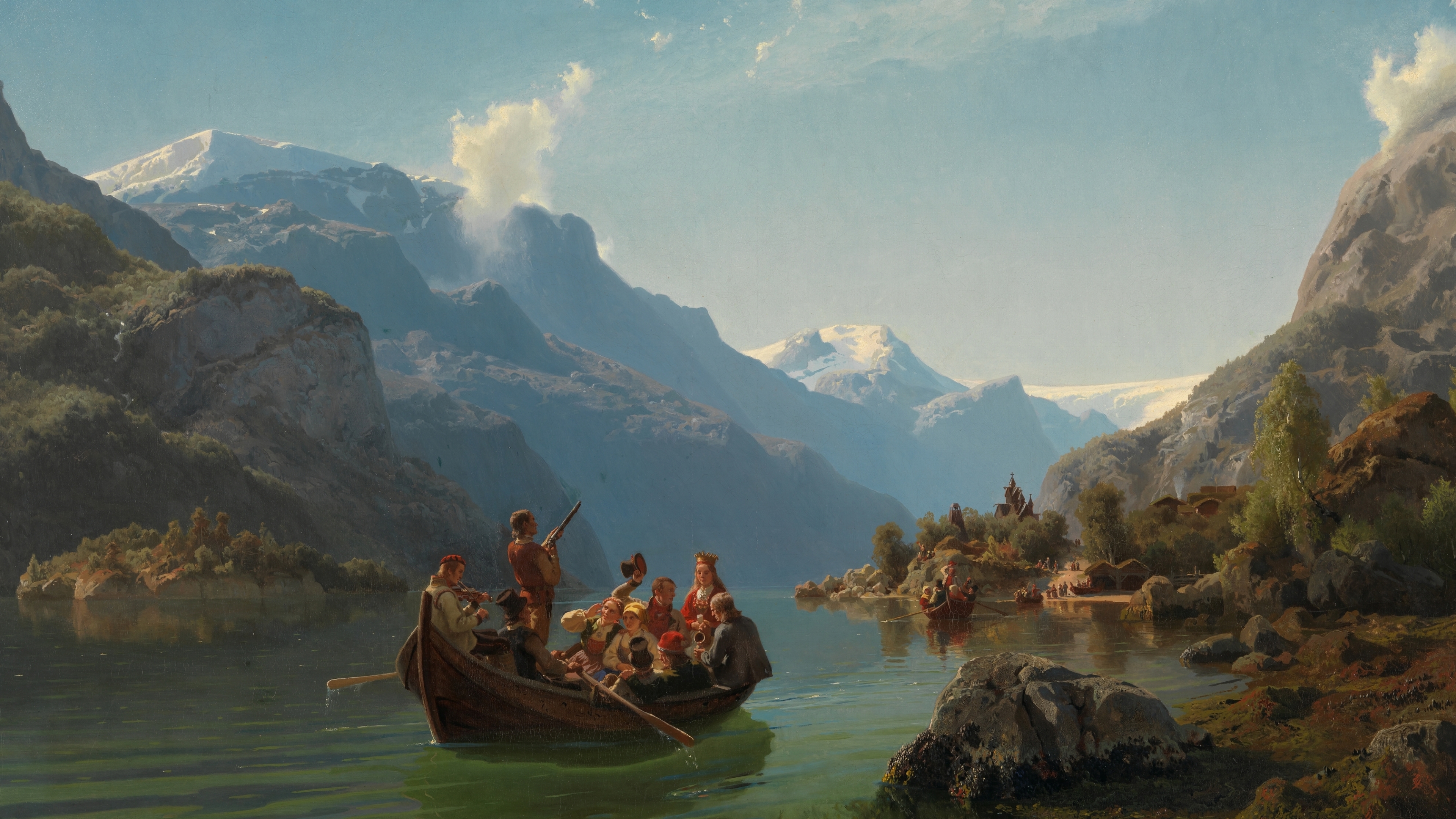 Kopi av bildet "Brudeferden i Hardanger" av Hans Gude og Adolph Tidemand