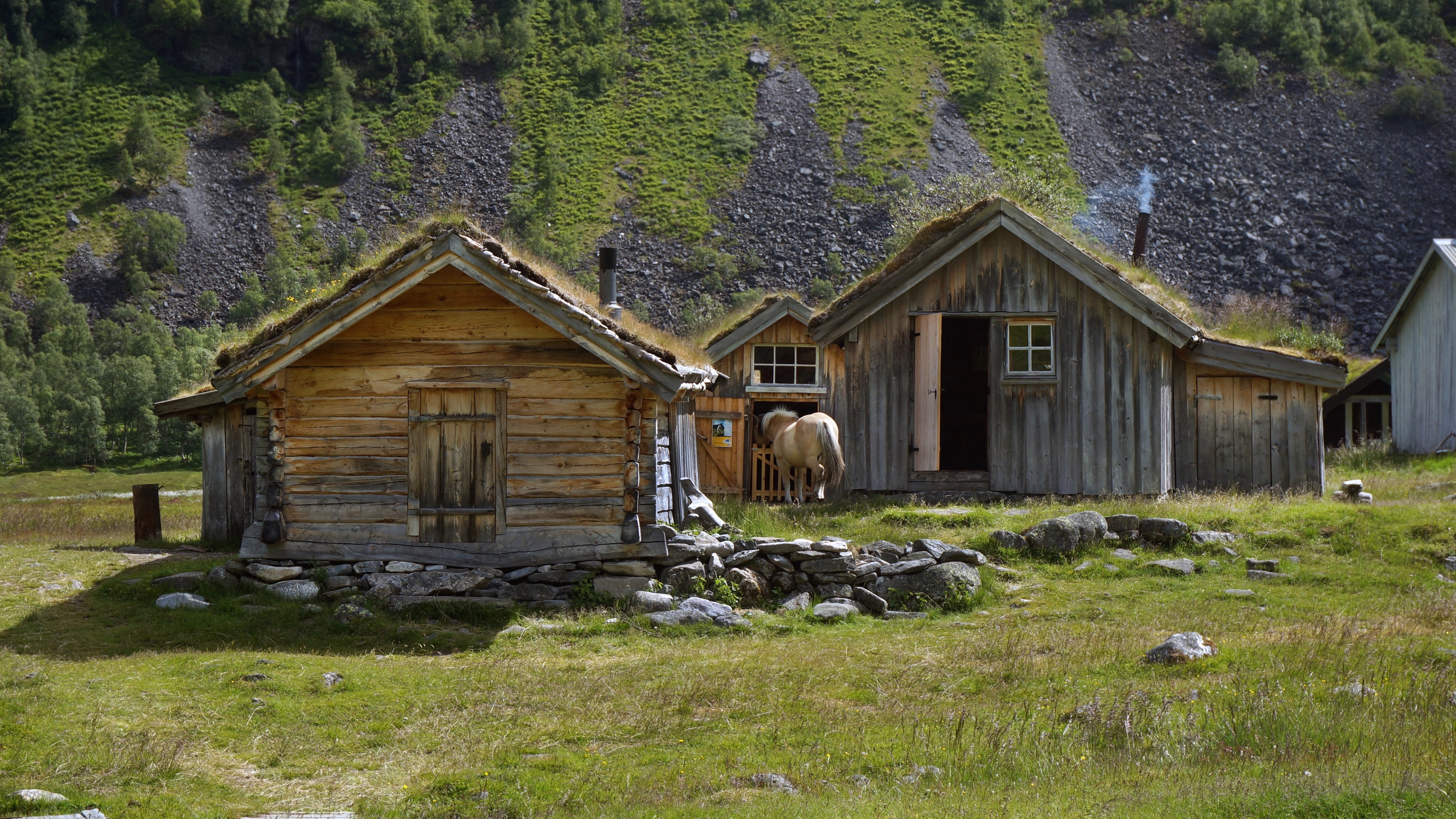 Old wooden houses at Herdalssetra farm in Norddal in Møre og Romsdal, Fjord Norway