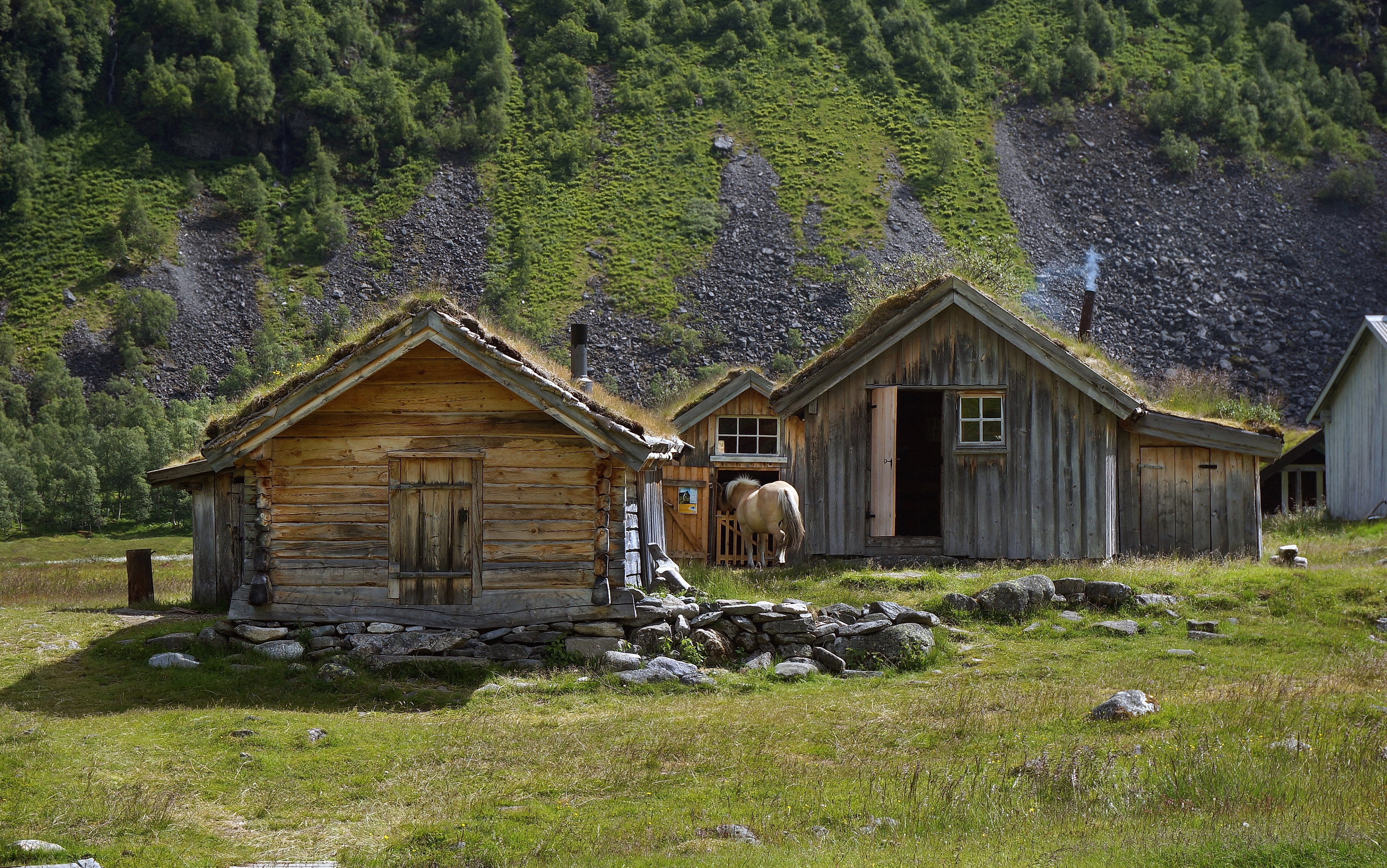 Old wooden houses at Herdalssetra farm in Norddal in Møre og Romsdal, Fjord Norway
