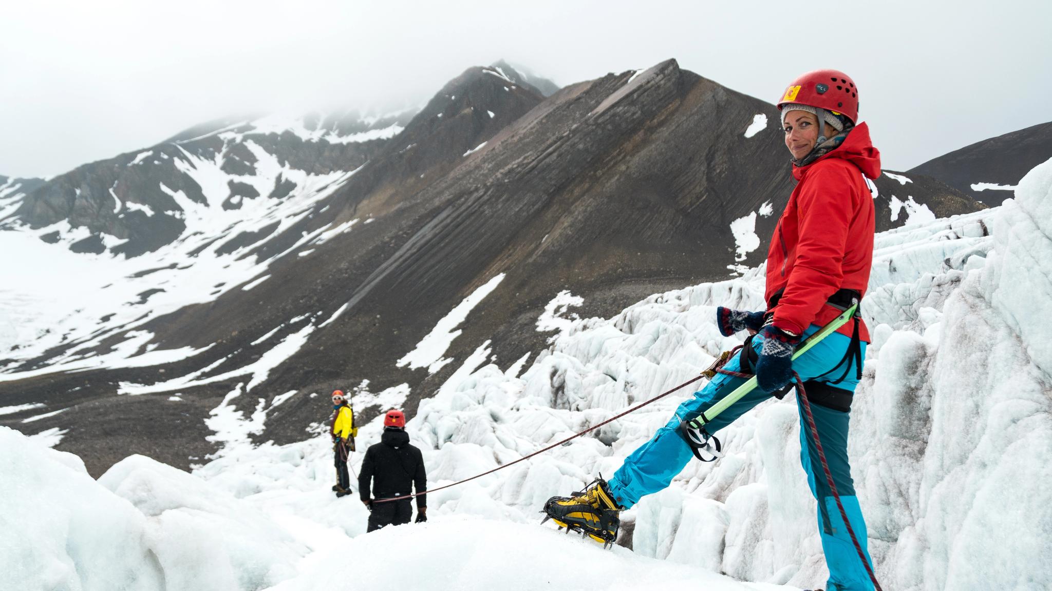 Guided glacier walk in the Svalbard Islands, Norway