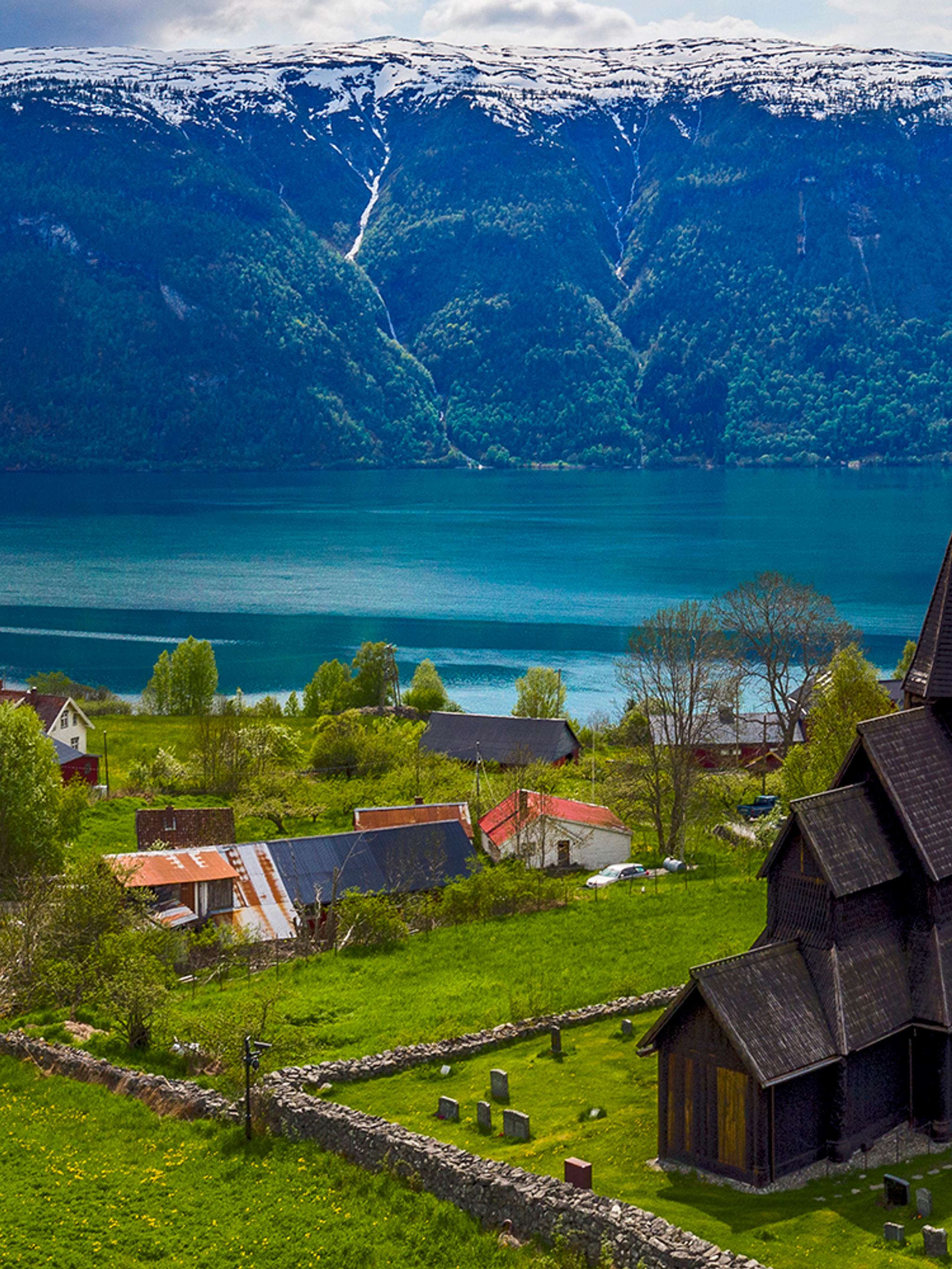 Urnes stave church in Luster in Sognefjord, Fjord Norway