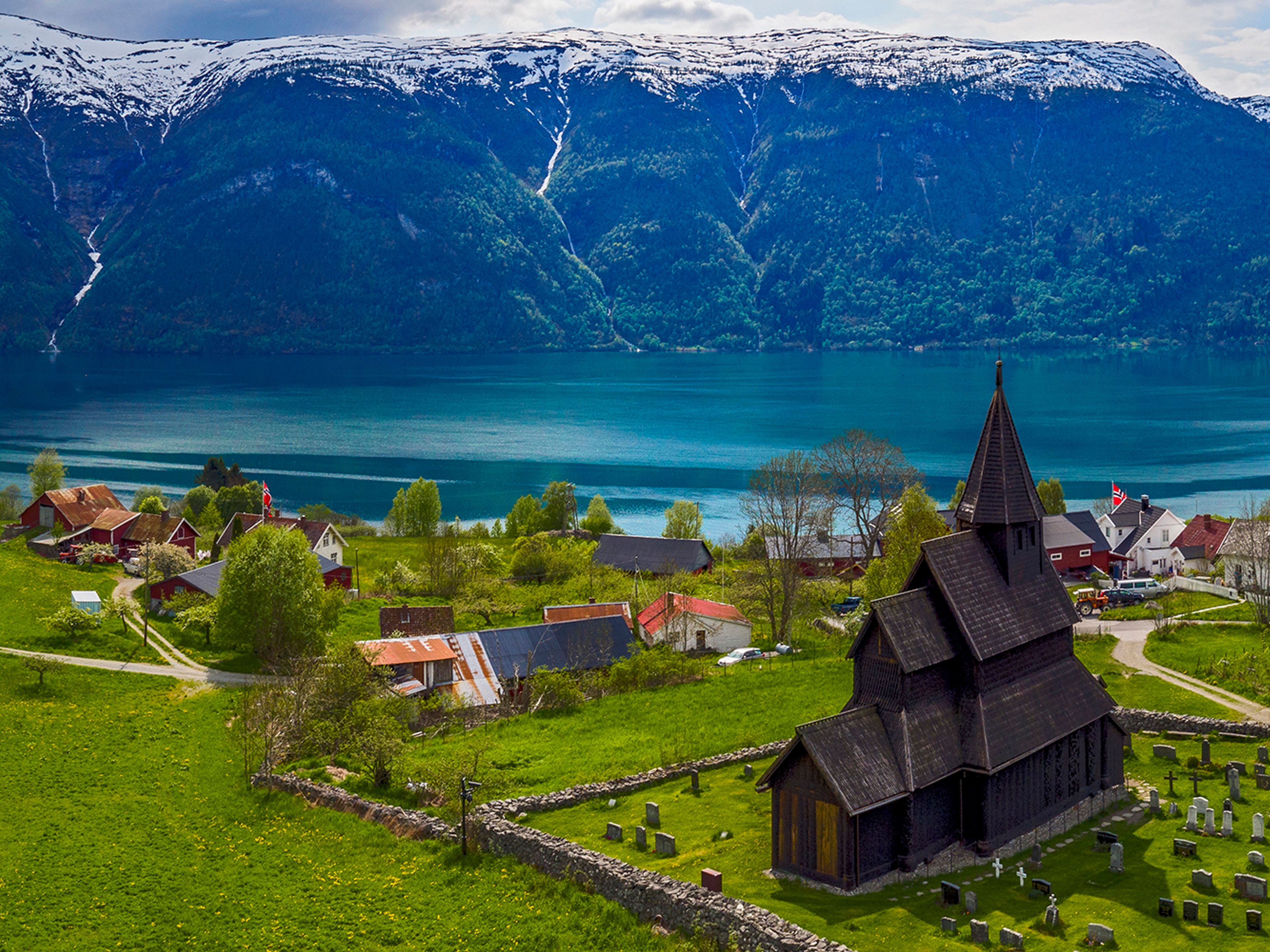 Urnes stave church in Luster in Sognefjord, Fjord Norway