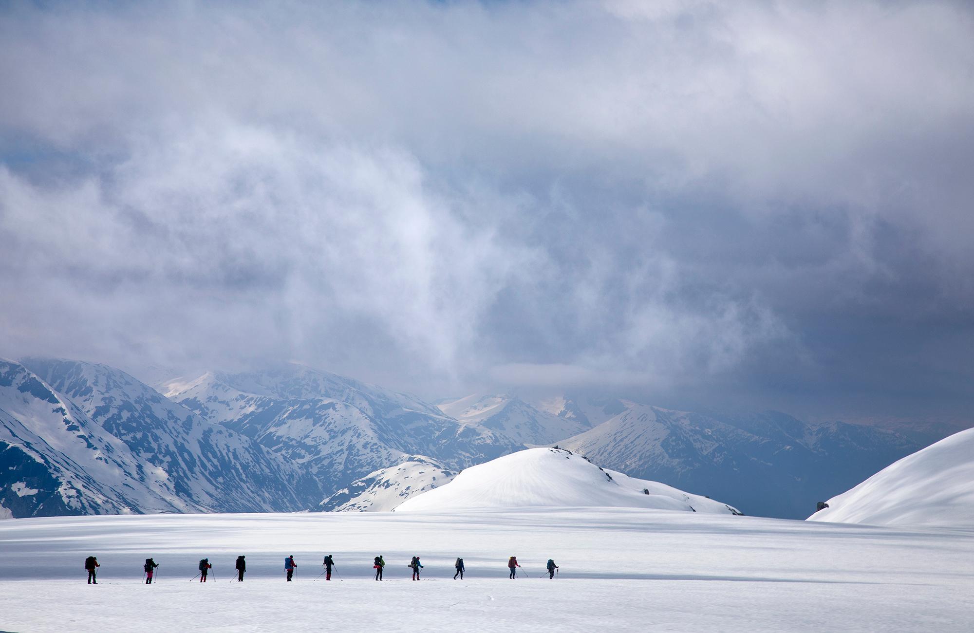 Group glacier crossing of Jostedalsbreen, Fjord Norway