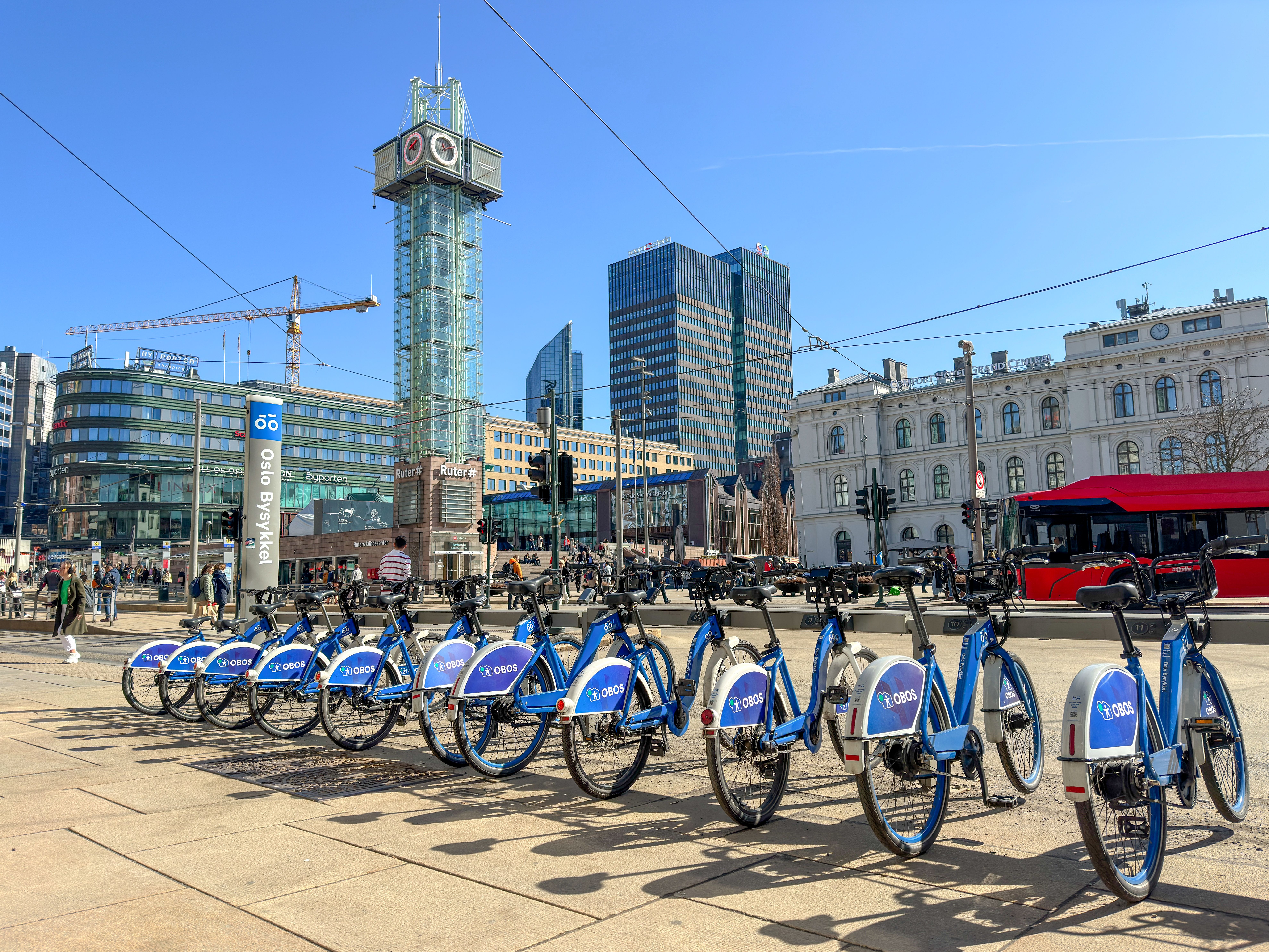 Bikes lined up near the central station