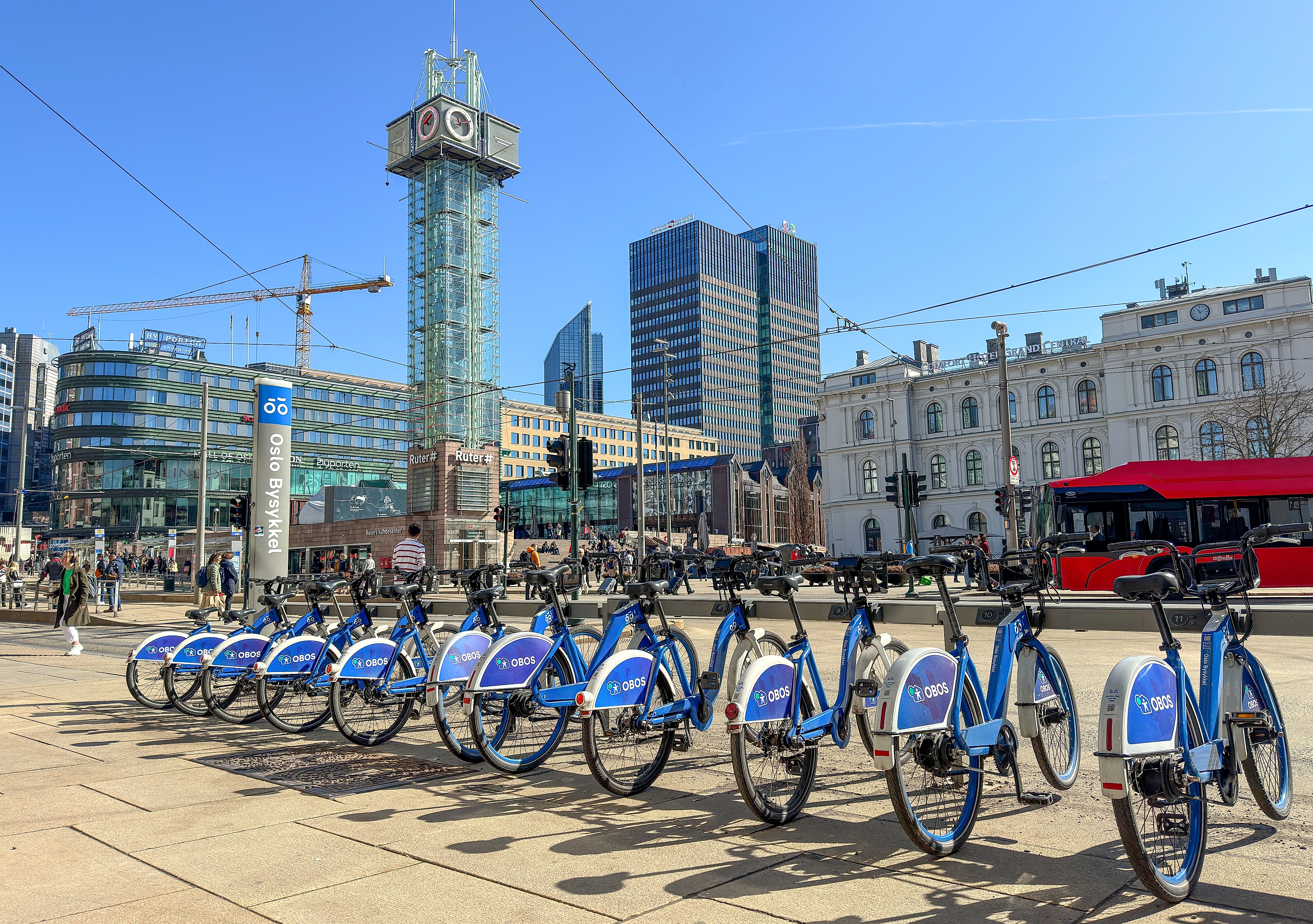 Bikes lined up near the central station