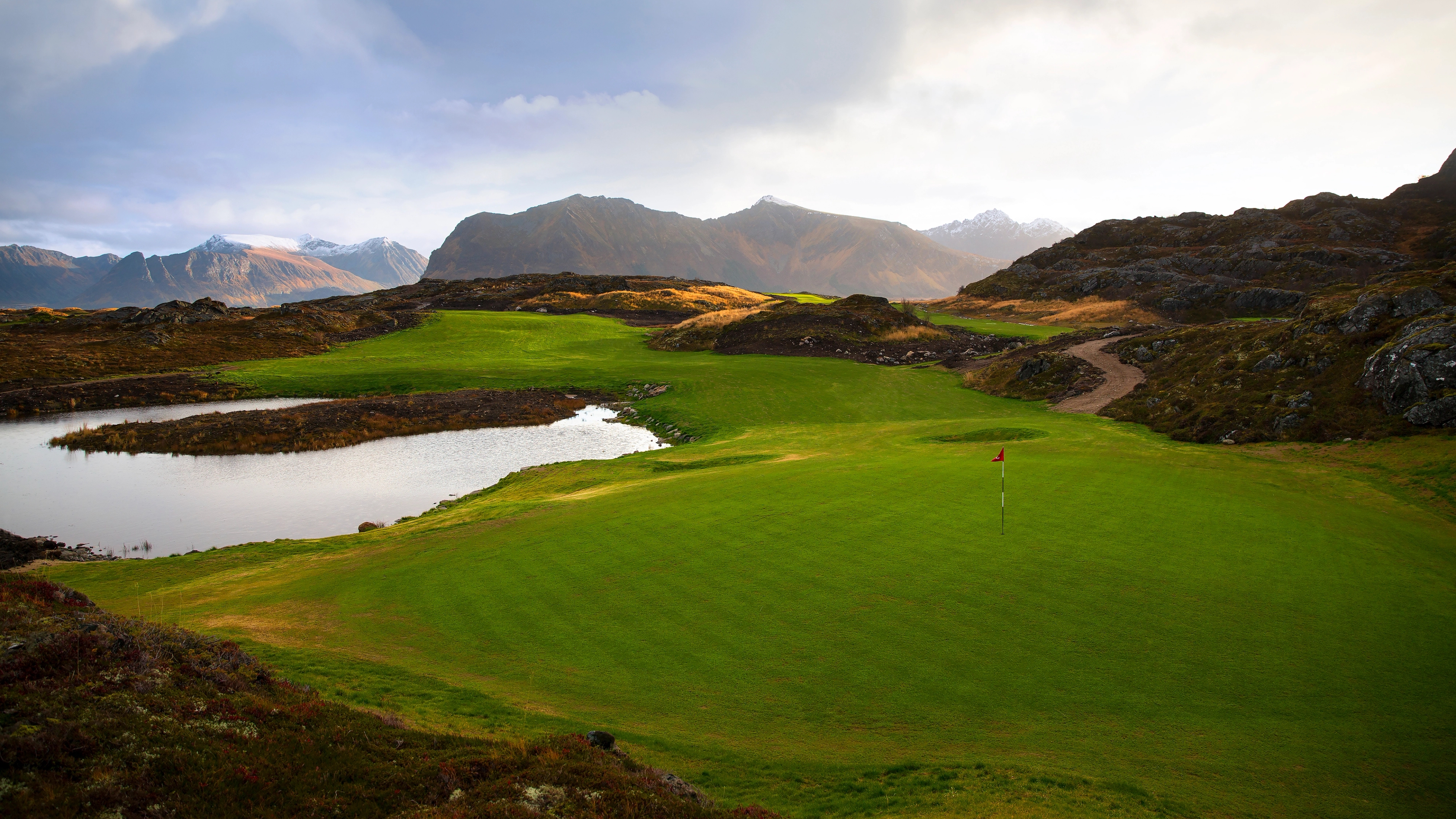 A golf course at Loften Links in Lofoten, Northern Norway.