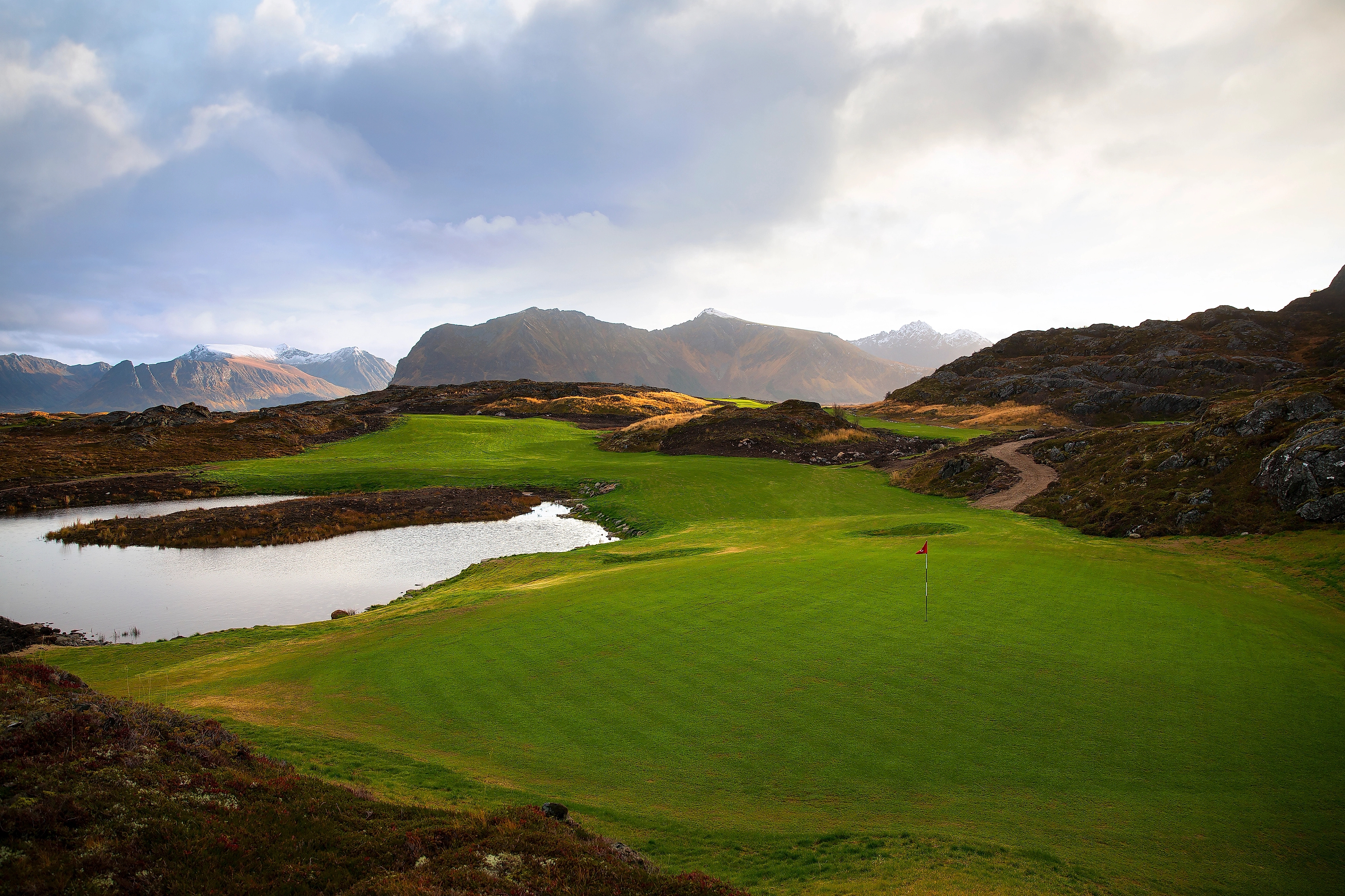 A golf course at Loften Links in Lofoten, Northern Norway.