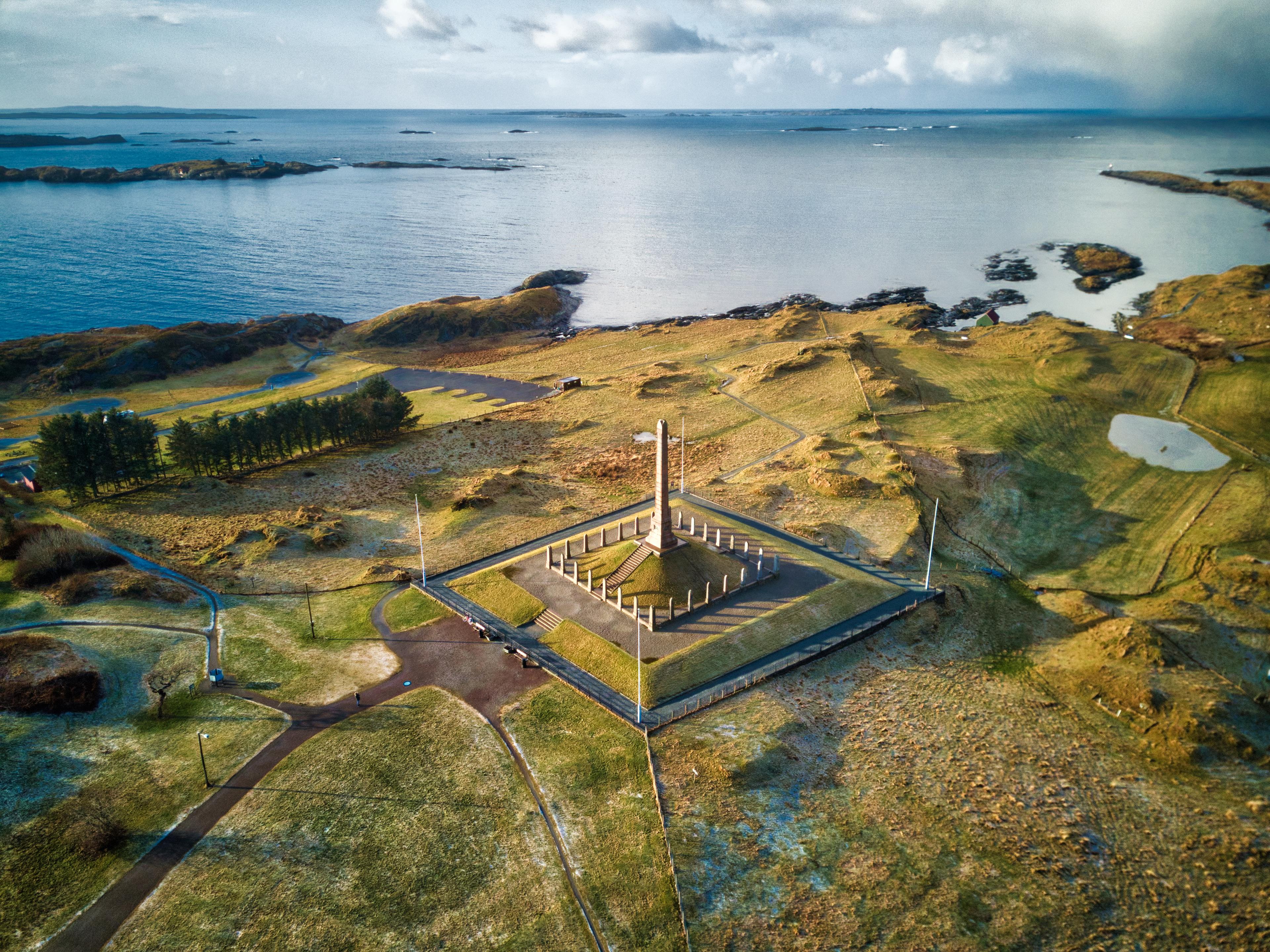 Haraldshaugen, Norway’s national momument, outside Haugesund in Fjord Norway