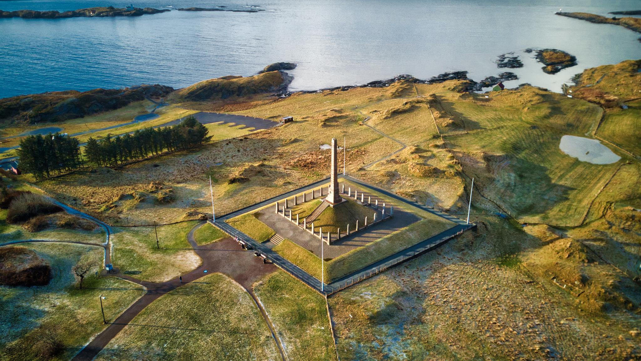 Haraldshaugen, Norway’s national momument, outside Haugesund in Fjord Norway