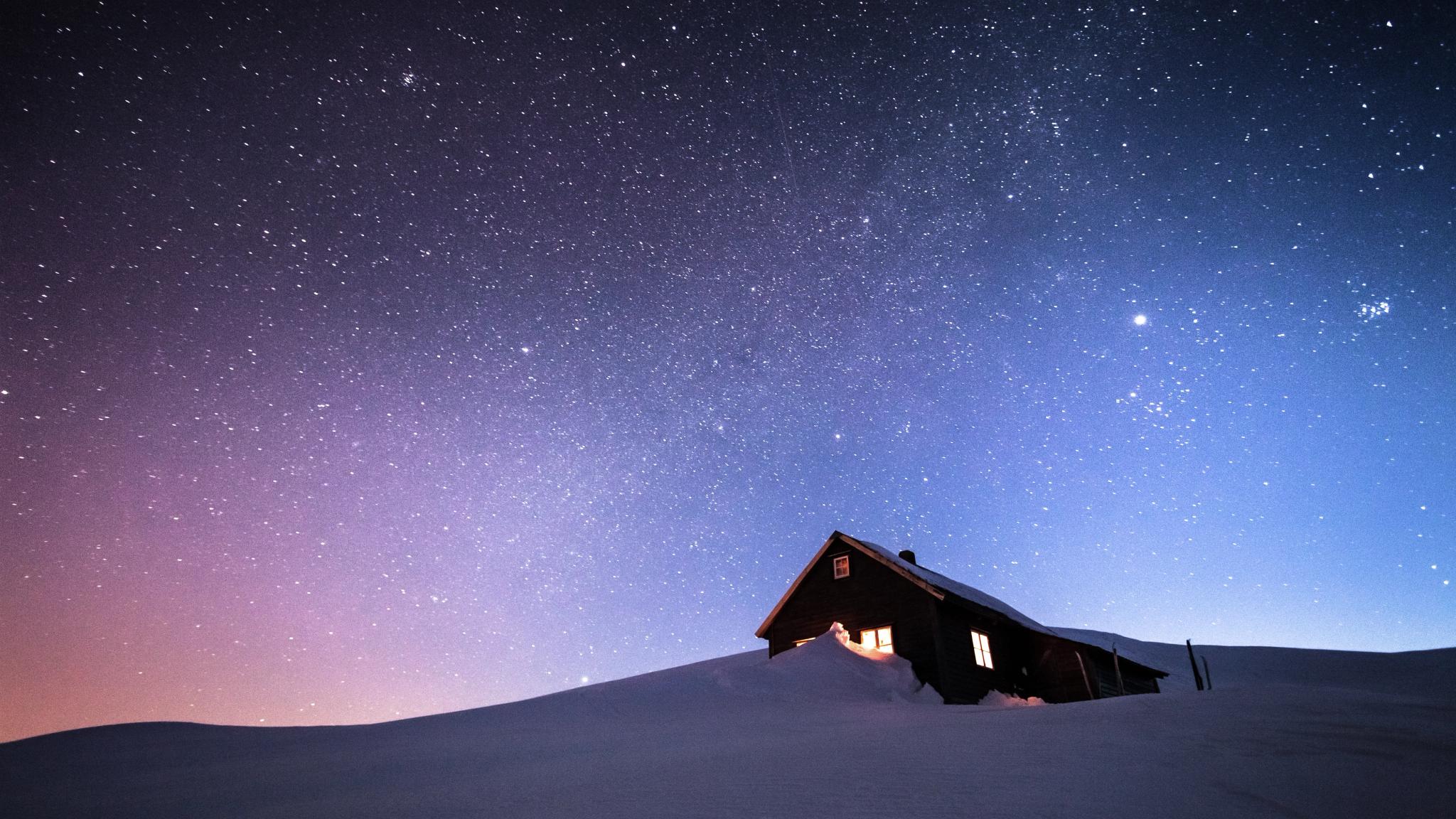 Langahorgi cabin in Voss under the stars.