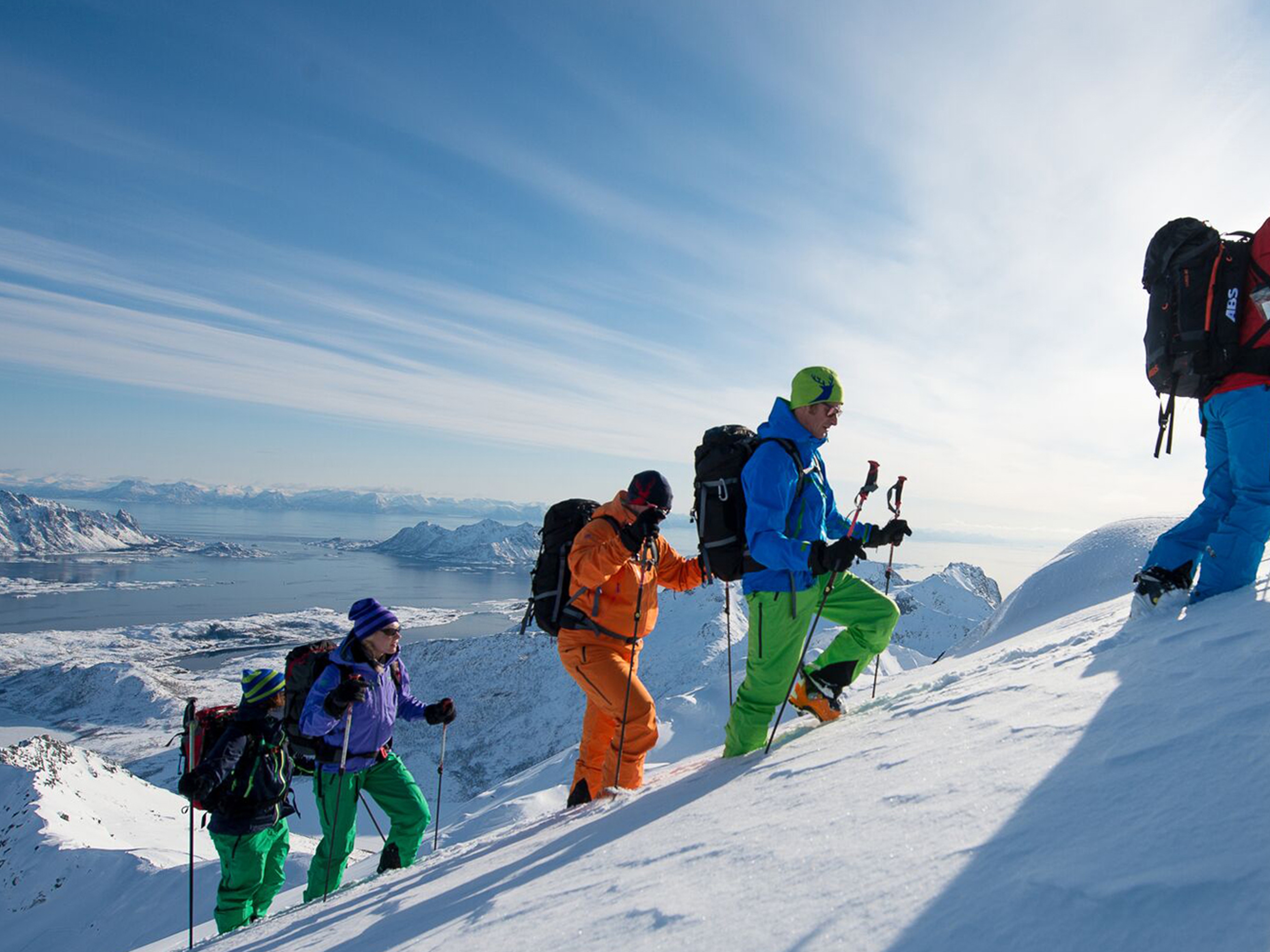 Ski touring at Rundfjellet in Lofoten, Northern Norway