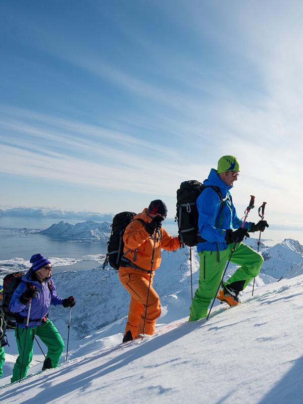 Ski touring at Rundfjellet in Lofoten, Northern Norway