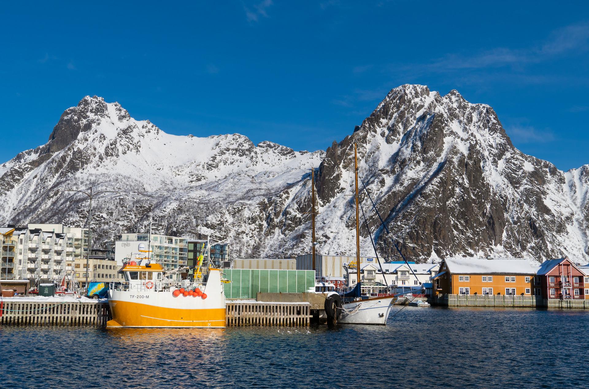 Svolvær in winter time, Lofoten, Norway.