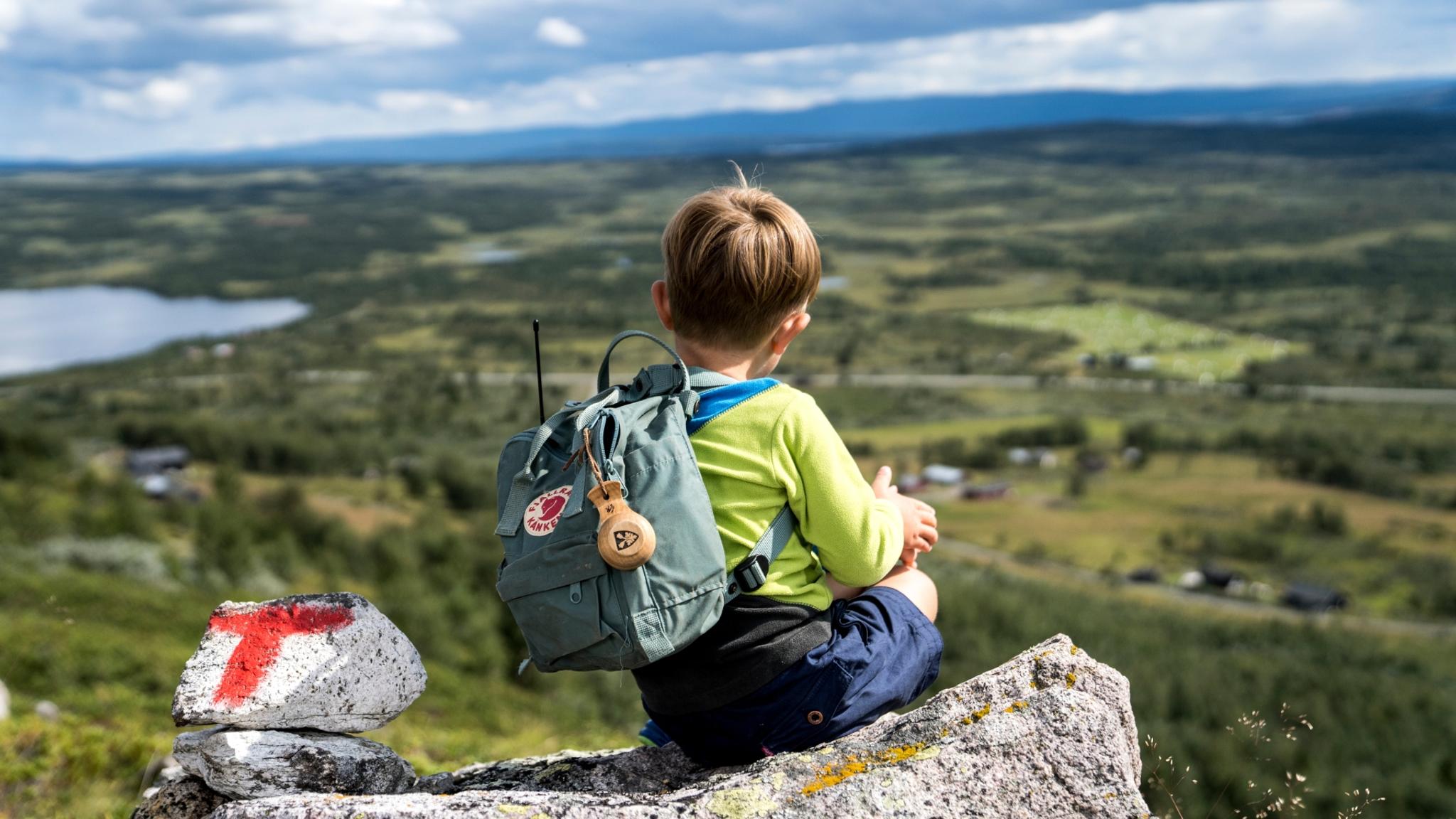 Little boy taking a break in Valdres