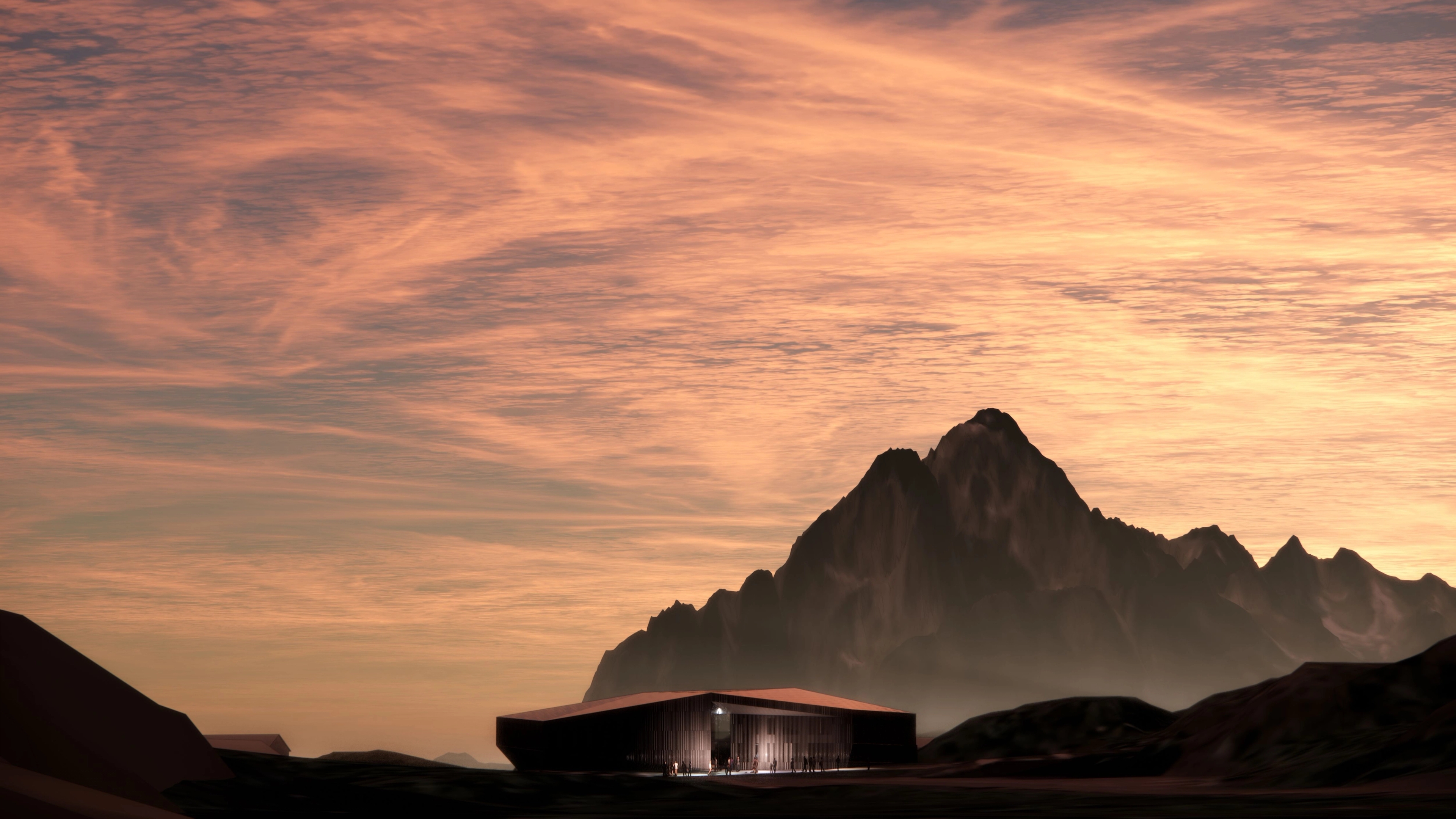 Exterior illustration of Otolitten, a museum and experience center that is part of SKREI