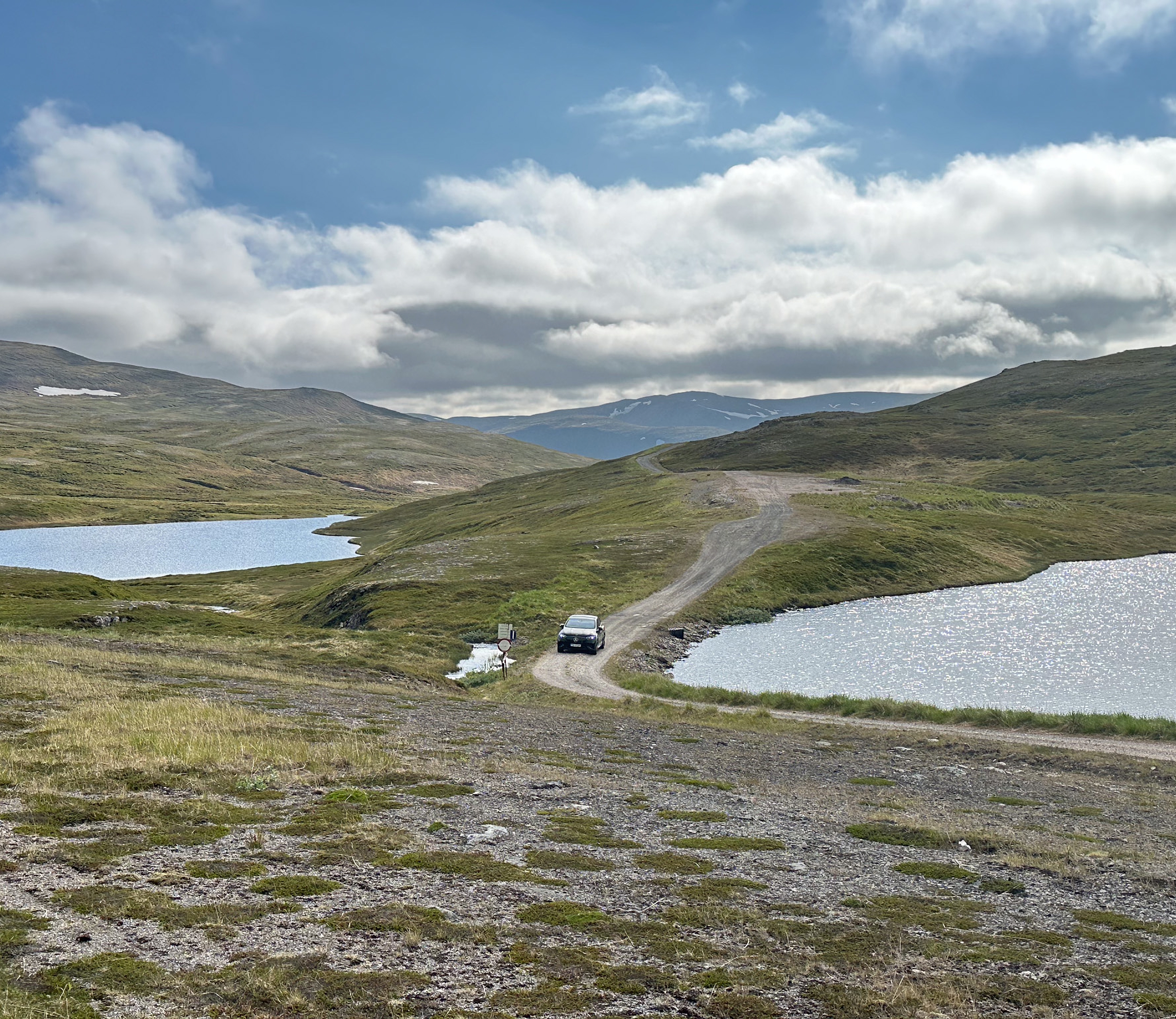 An electric car driving in Northern Norway