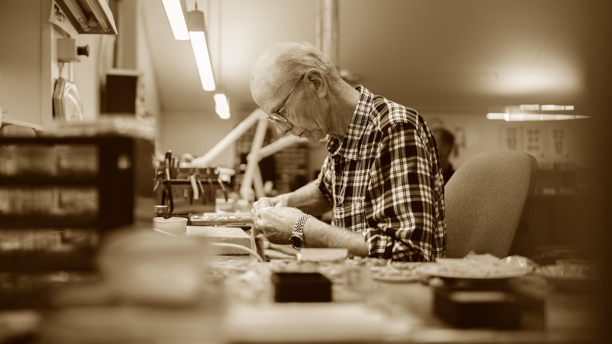 A silversmith at work in their workshop, Rysstadsylv