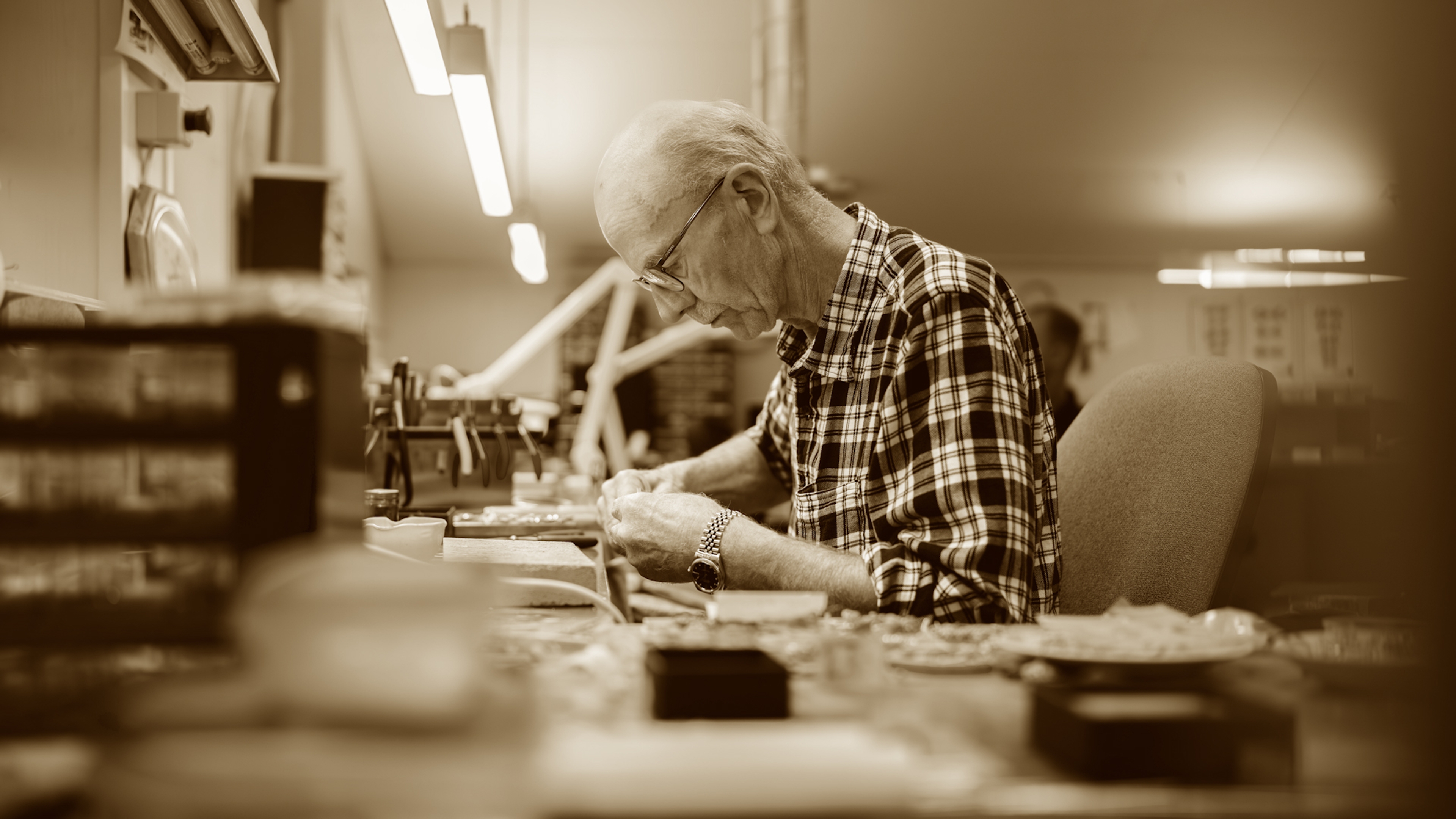 A silversmith at work in their workshop, Rysstadsylv