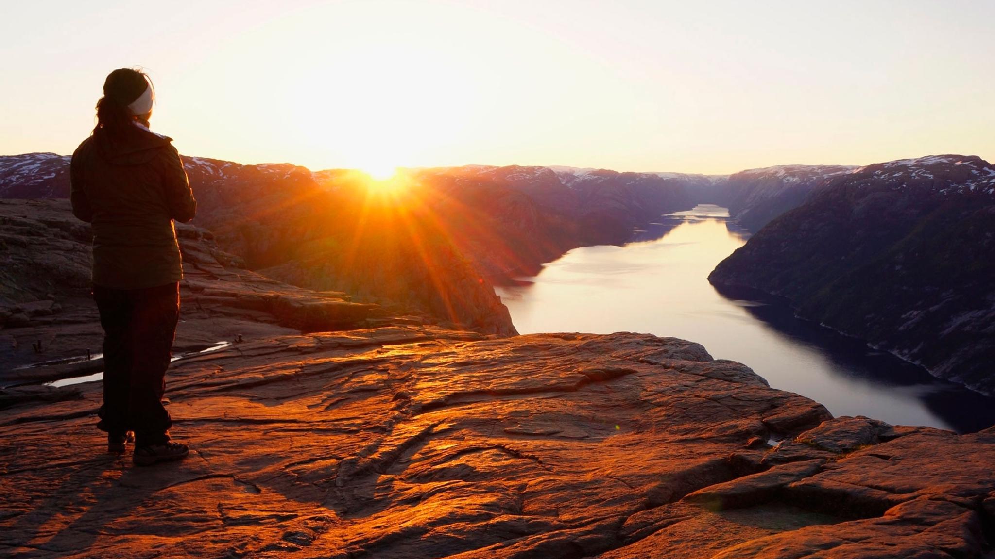 Sunrise The Pulpit Rock in Ryfylke, Fjord Norway