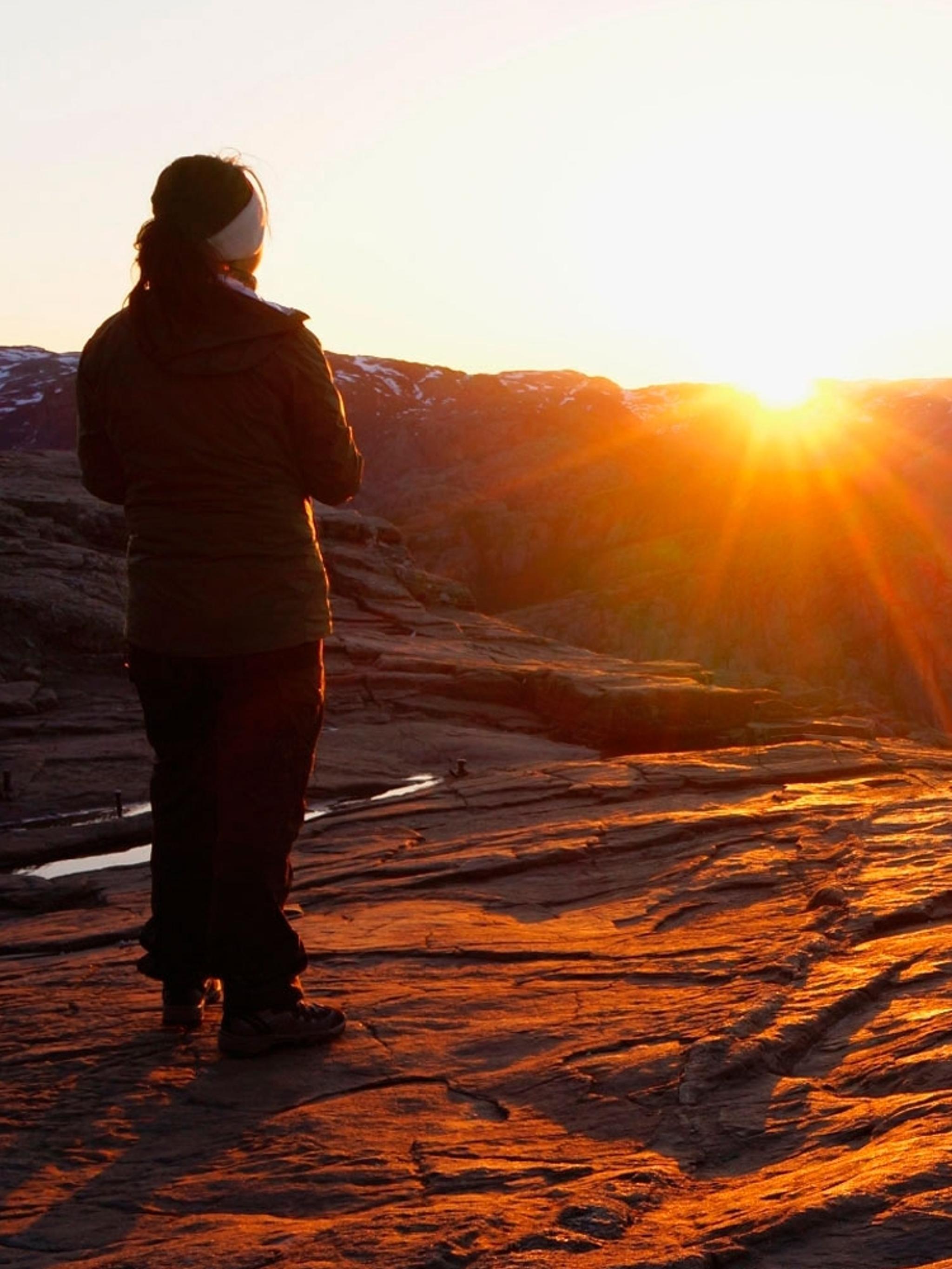 Sunrise The Pulpit Rock in Ryfylke, Fjord Norway