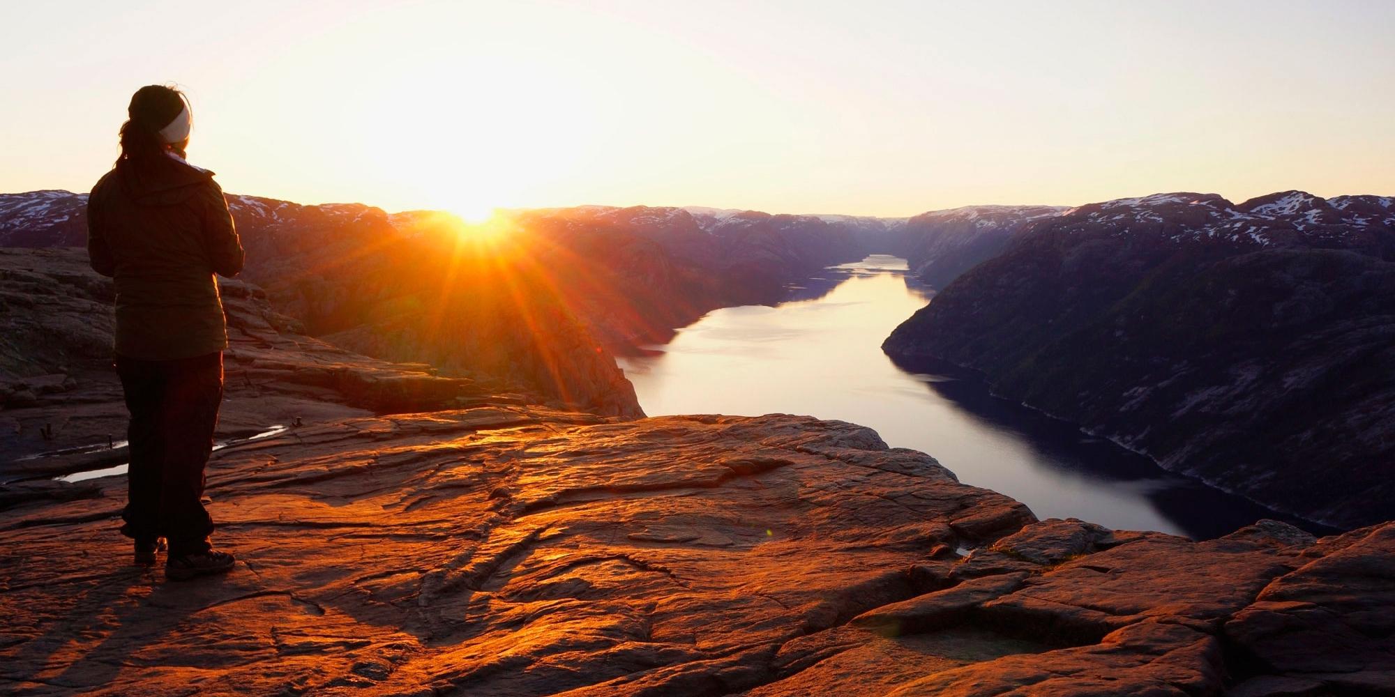 Sunrise The Pulpit Rock in Ryfylke, Fjord Norway