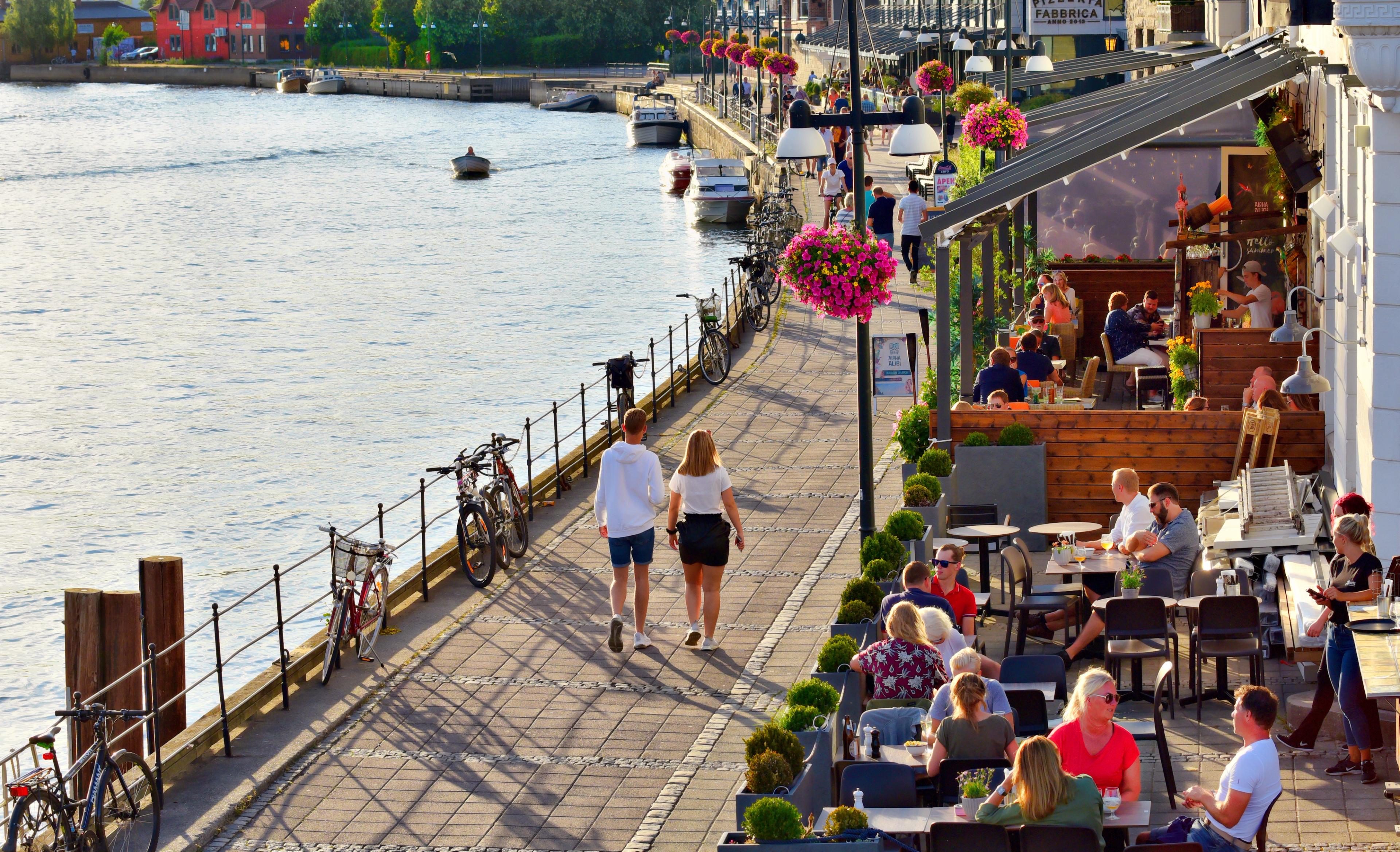 People walking on the pier in Fredrikstad, Eastern Norway