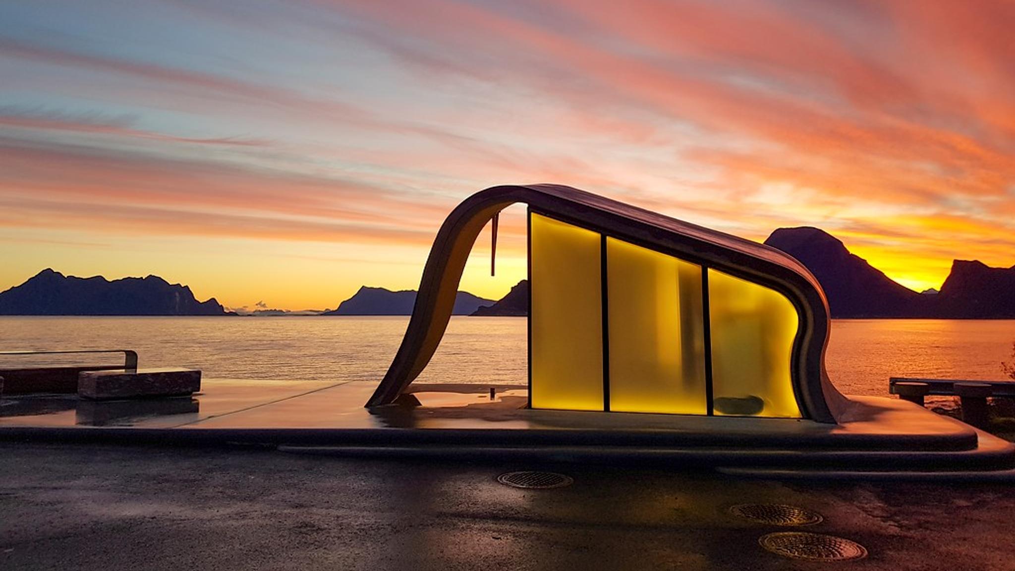 Ureddplassen toilet on the Norwegian Scenic Route Helgelandskysten in Northern Norway.