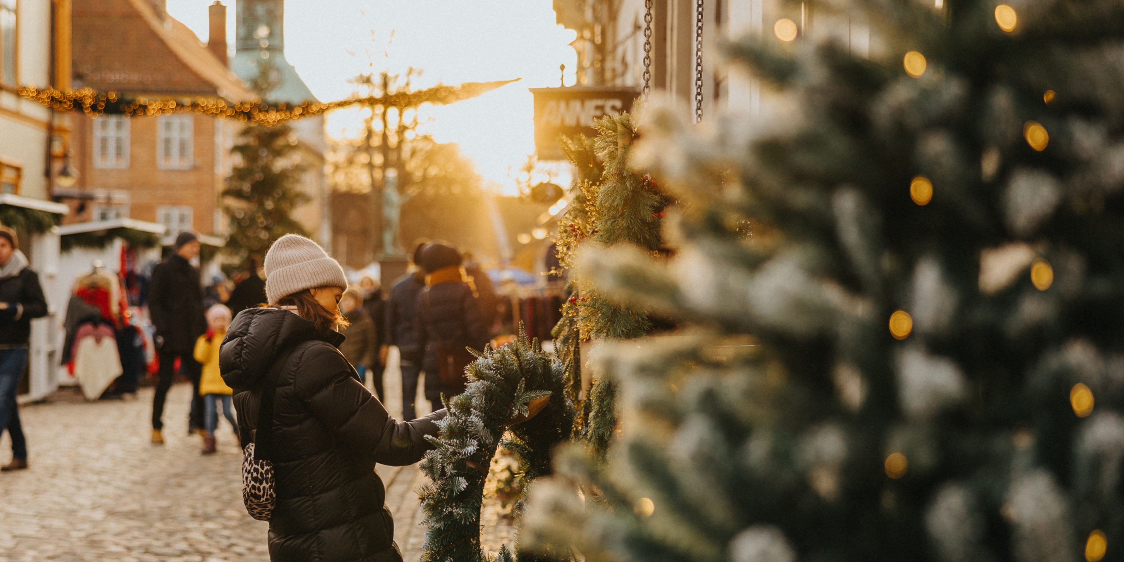 A woman attending Christmas in the old town, Gamlebyen, in Fredrikstad