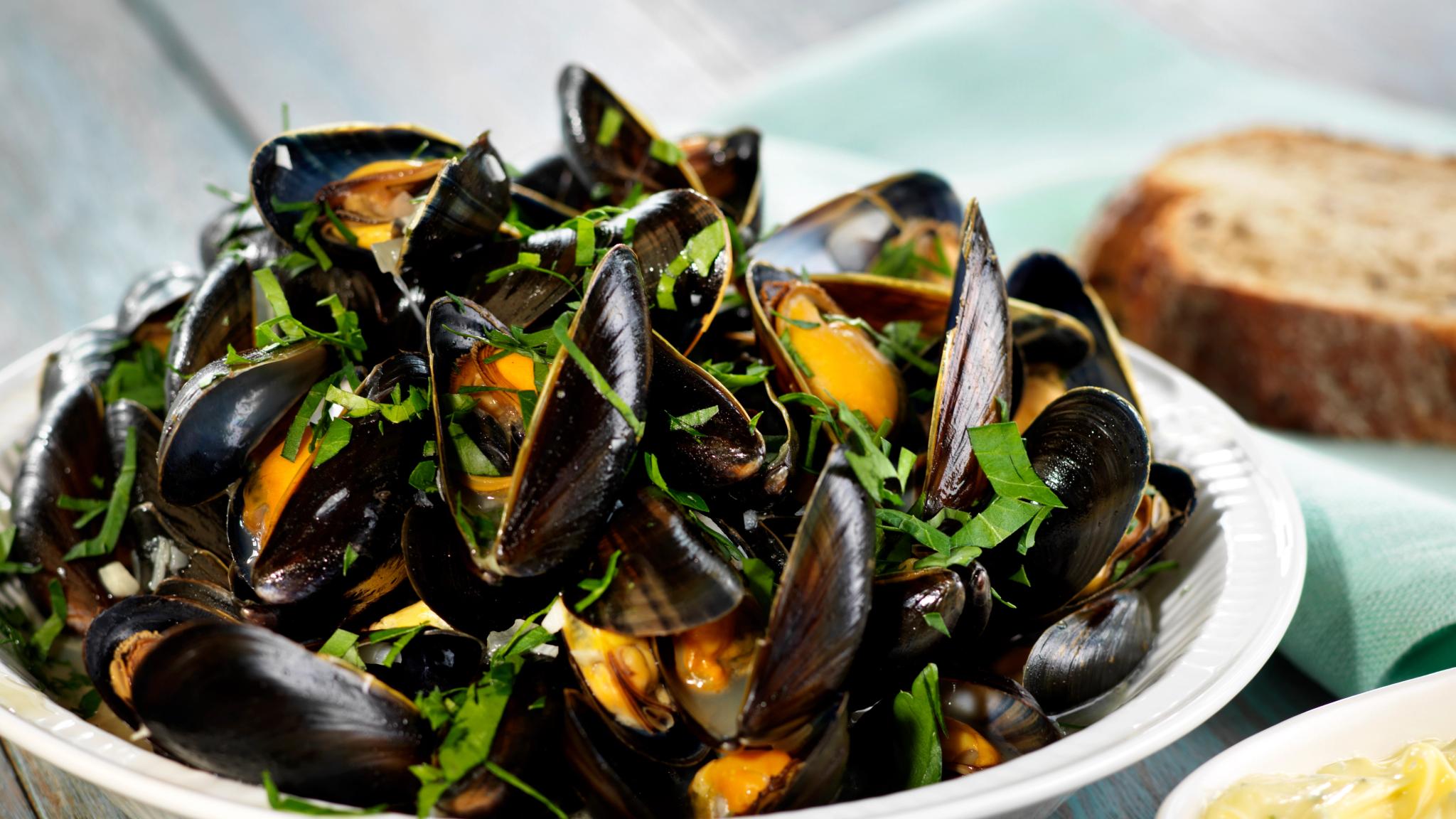Mussels steamed with white wine