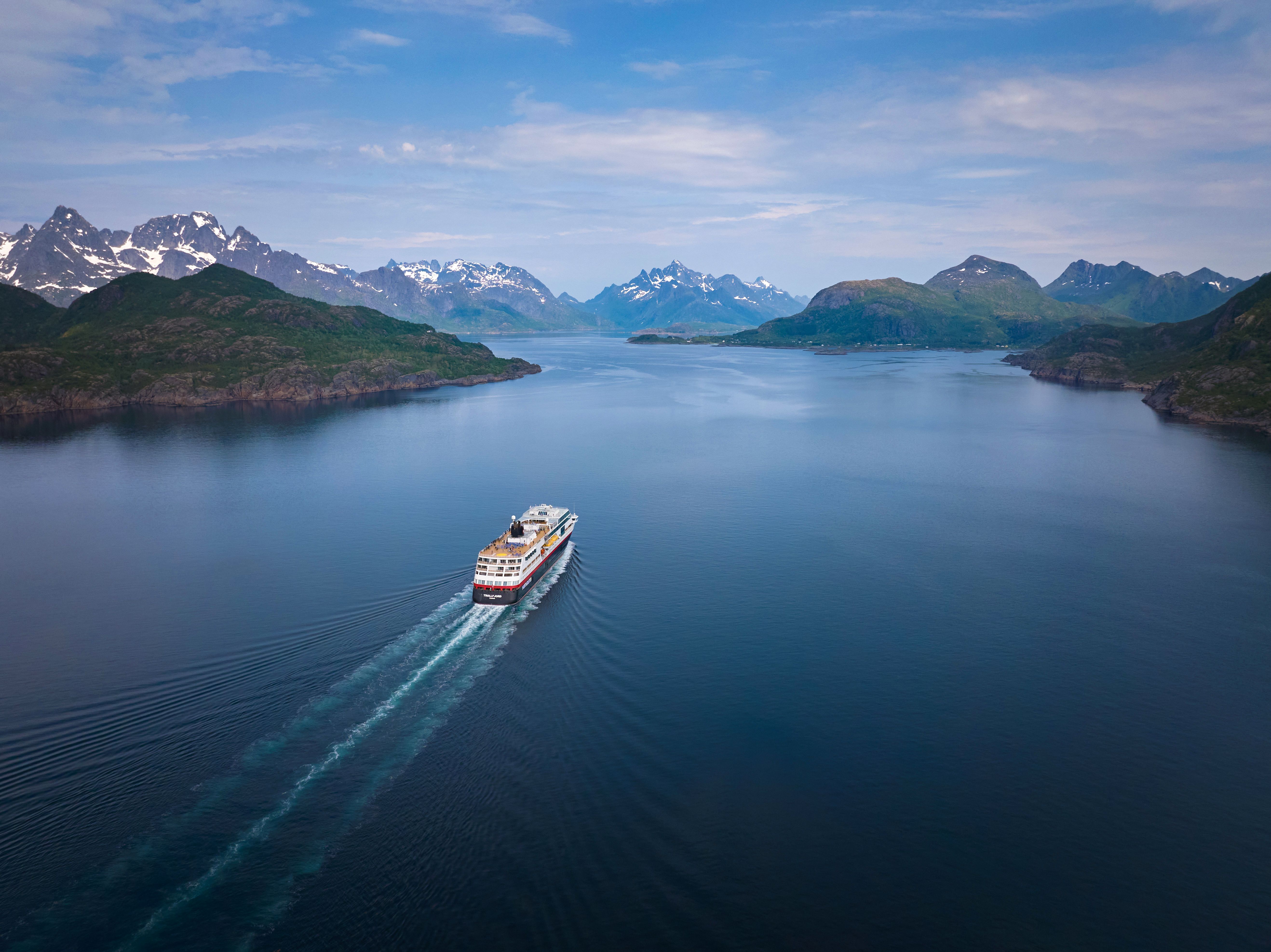 Hurtigruten sailing by Stormolla in Nordland