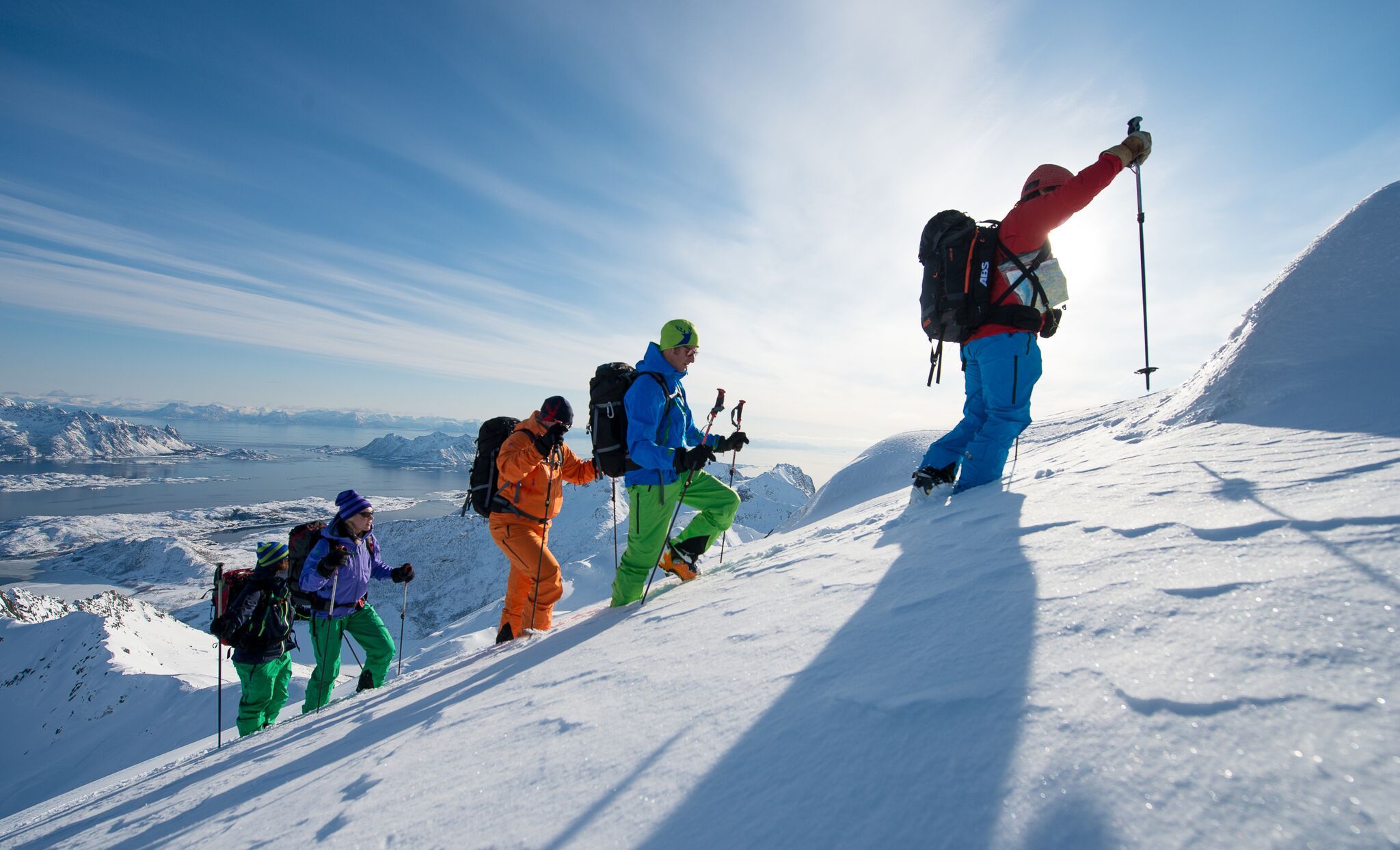 Ski touring at Rundfjellet in Lofoten, Northern Norway