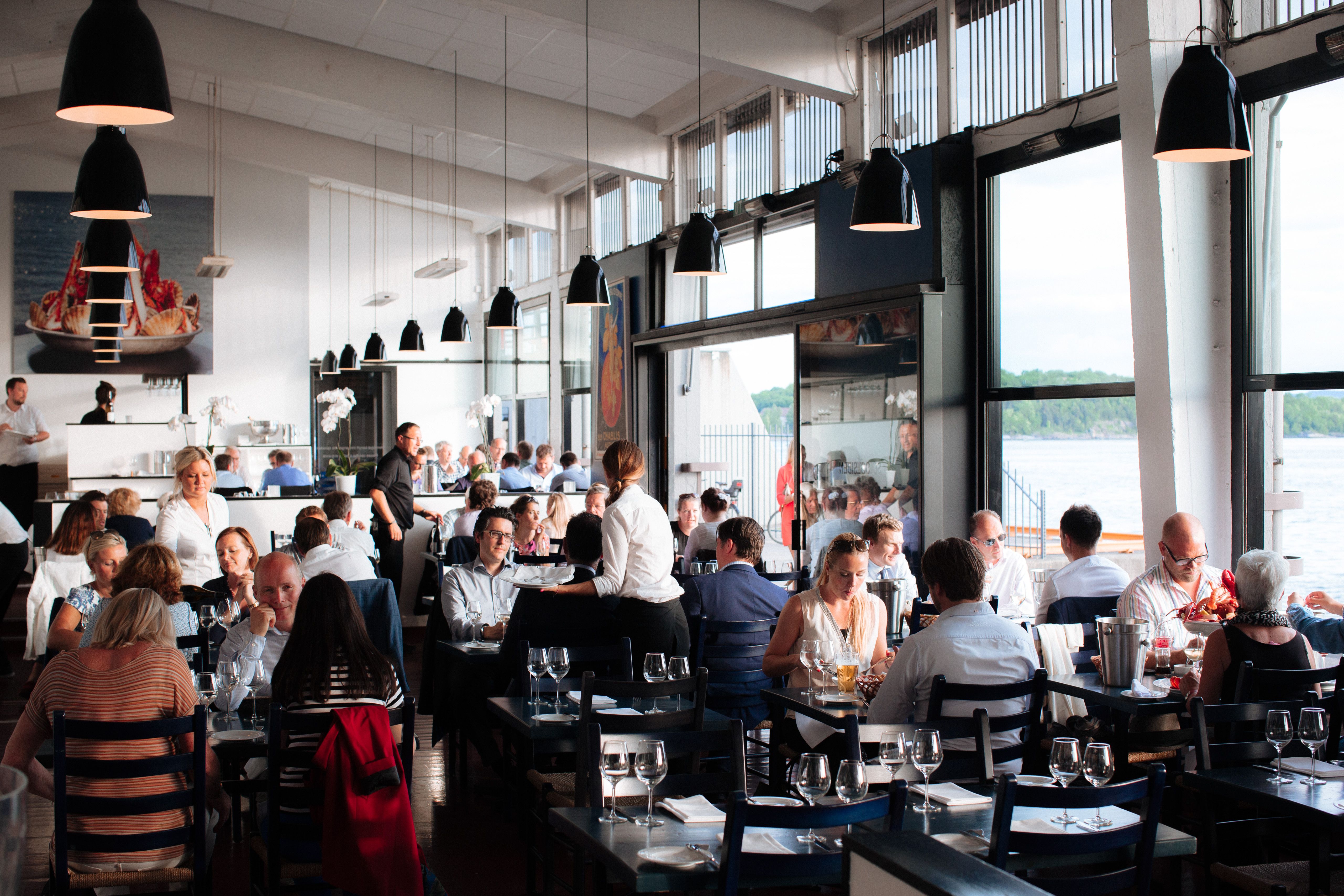 Food and drink at Solsiden Restaurant in Oslo, Eastern Norway