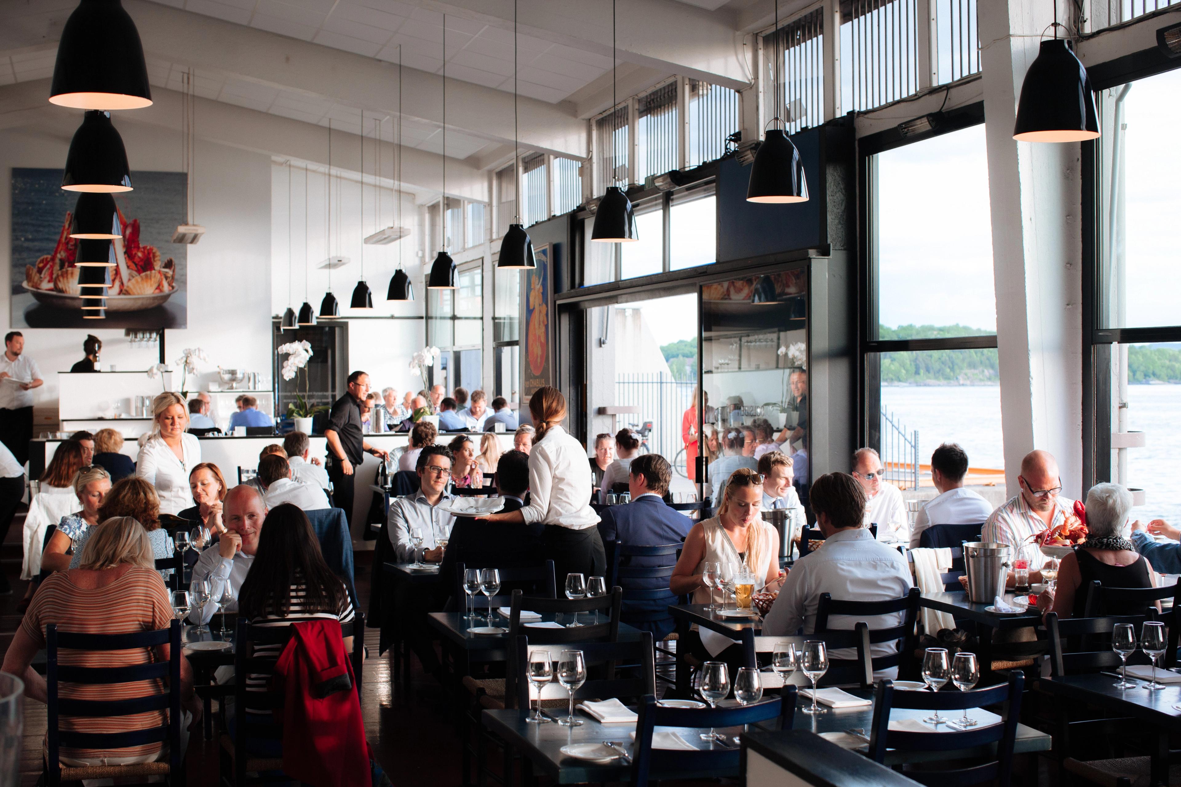 Food and drink at Solsiden Restaurant in Oslo, Eastern Norway