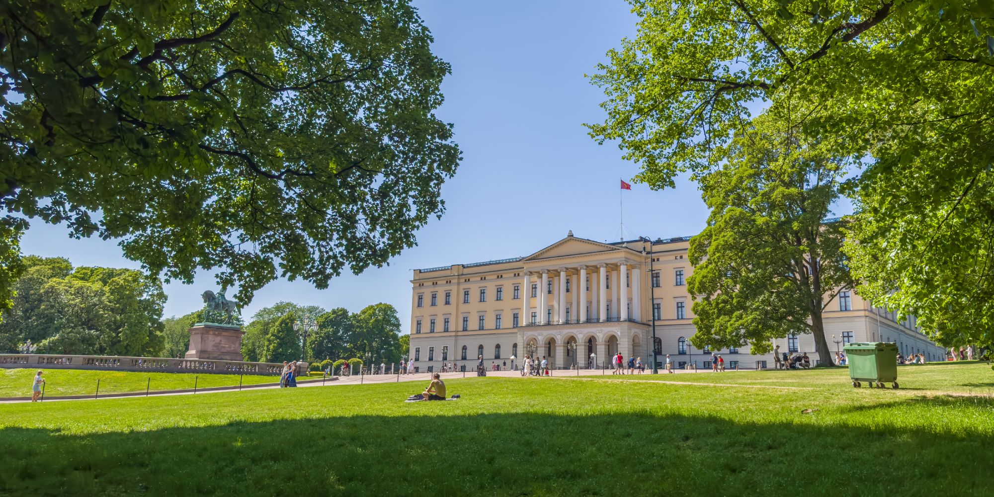 The Norwegian Royal Palace in Oslo and the royal garden