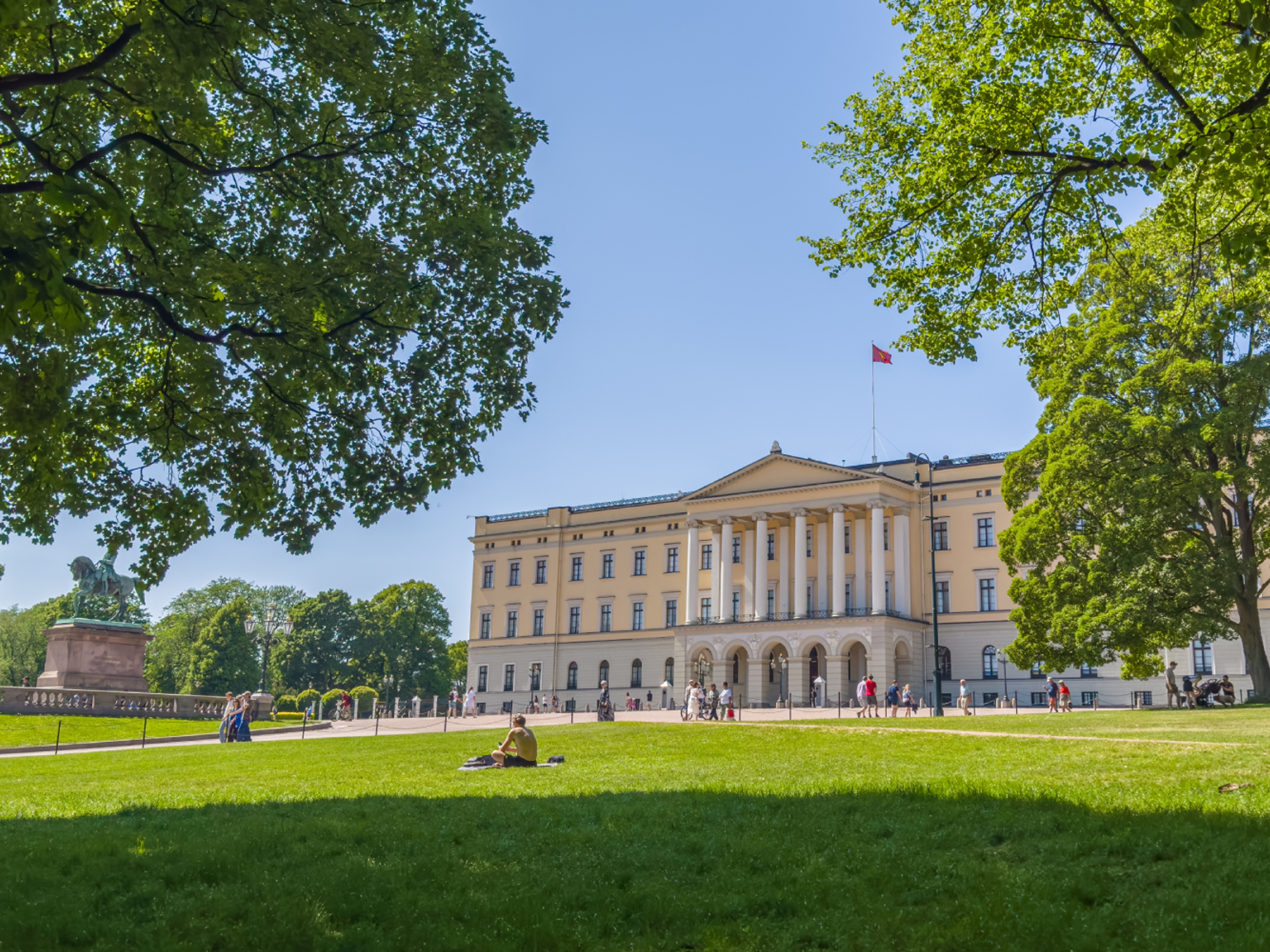 The Norwegian Royal Palace in Oslo and the royal garden