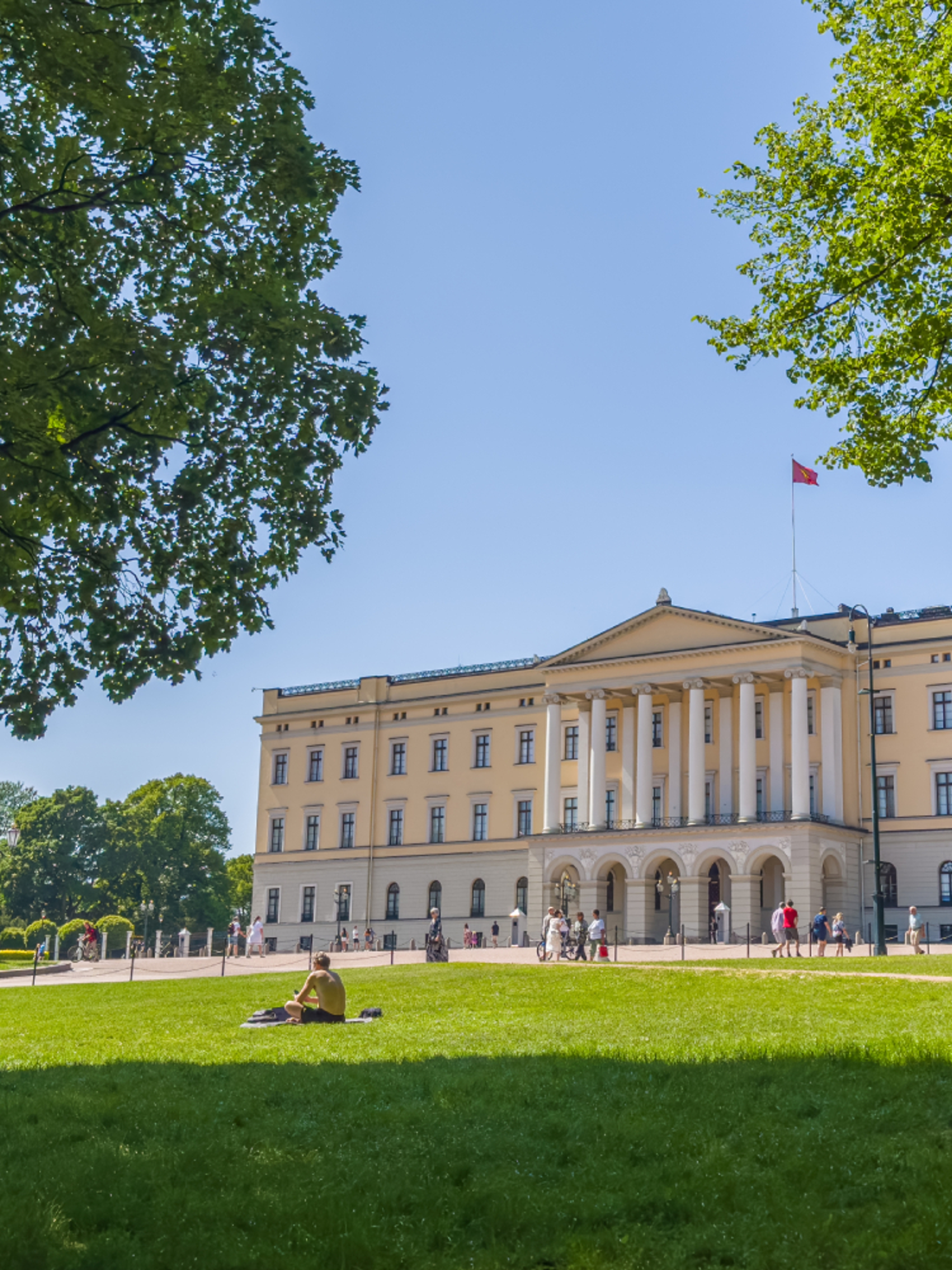 The Norwegian Royal Palace in Oslo and the royal garden