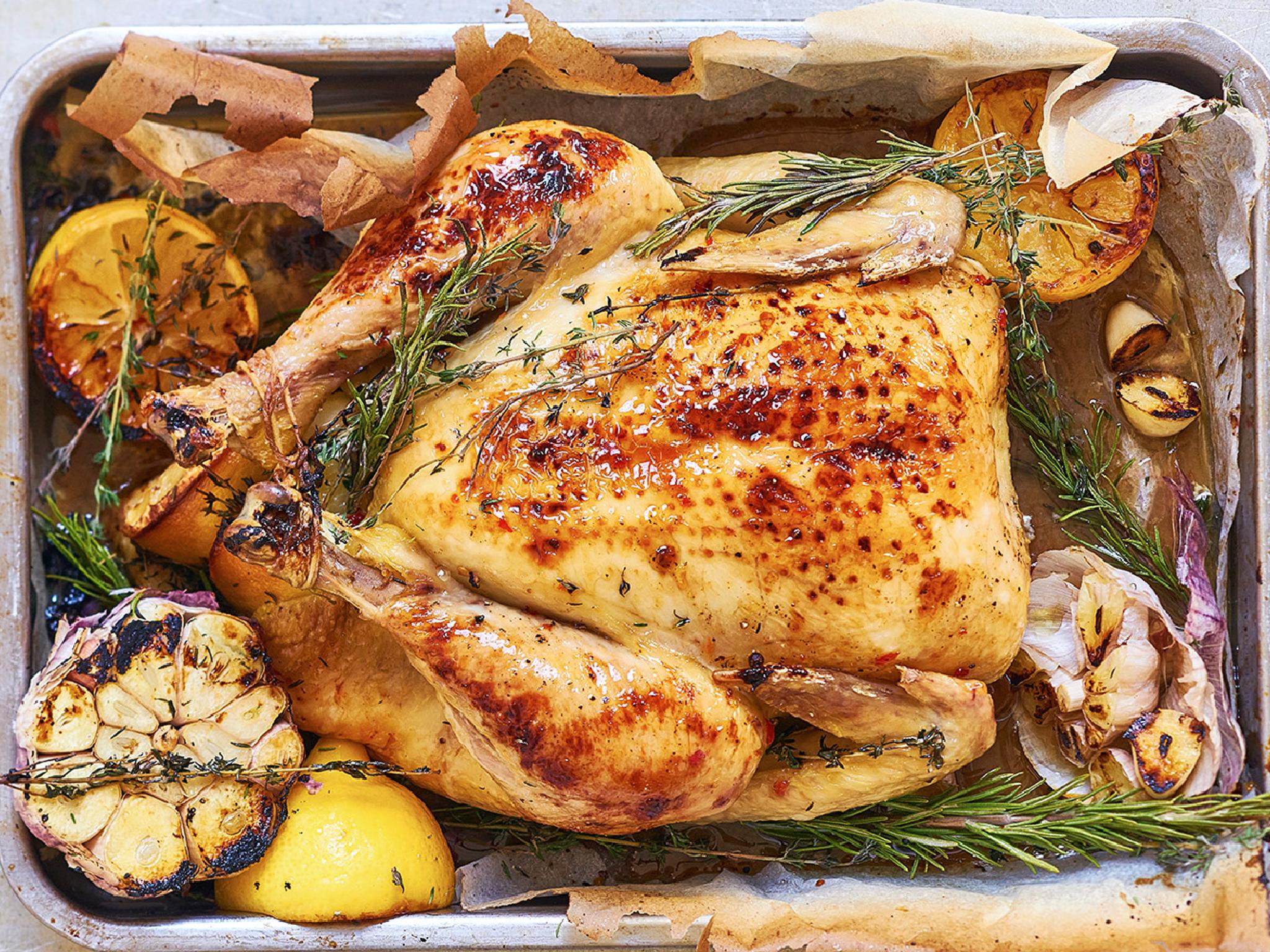 Chicken dinner from the Hovelsrud farm, Eastern Norway.