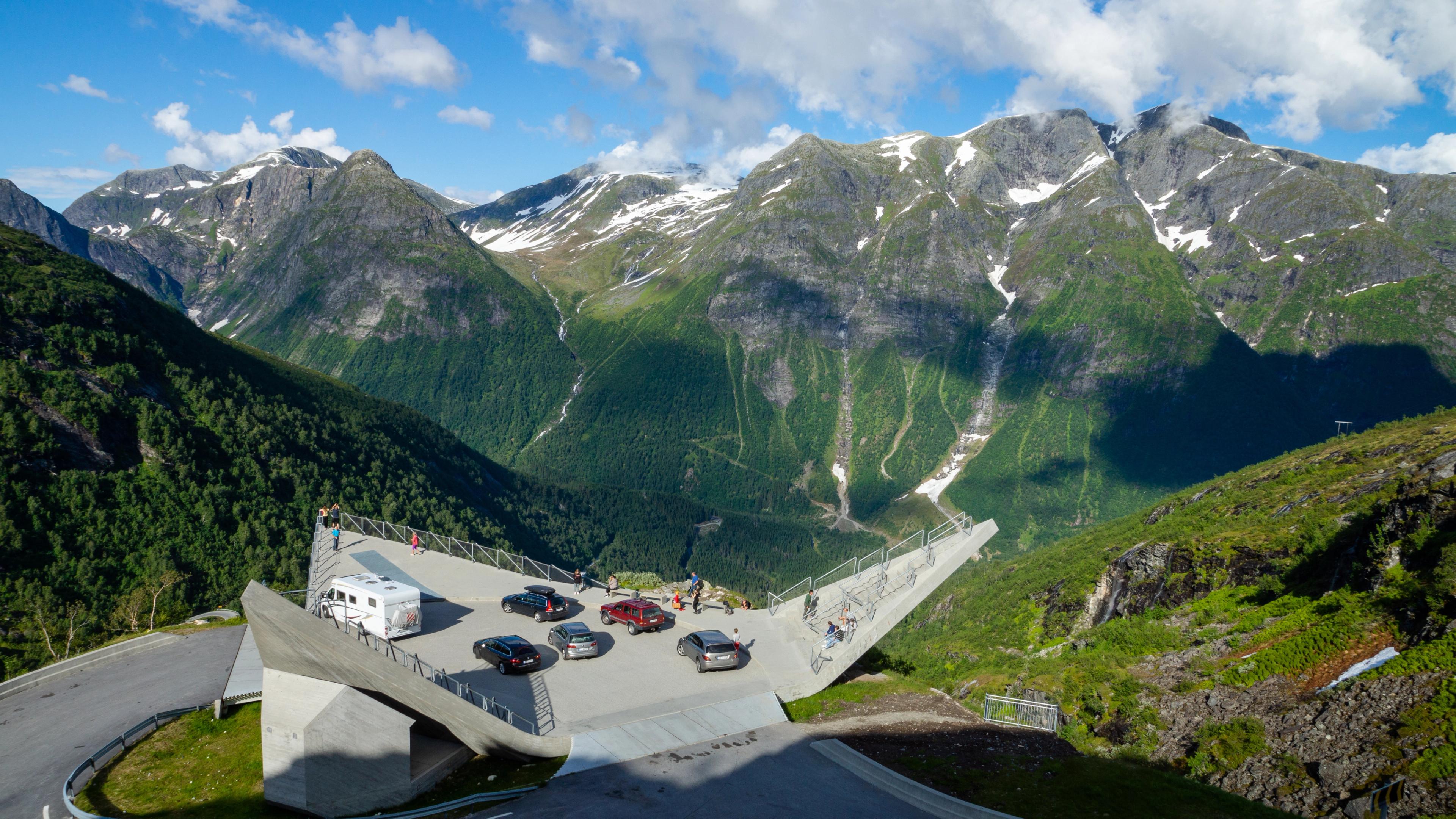 Utsikten viewpoint, Norwegian Scenic Route Gaularfjellet in Sunnfjord, Fjord Norway